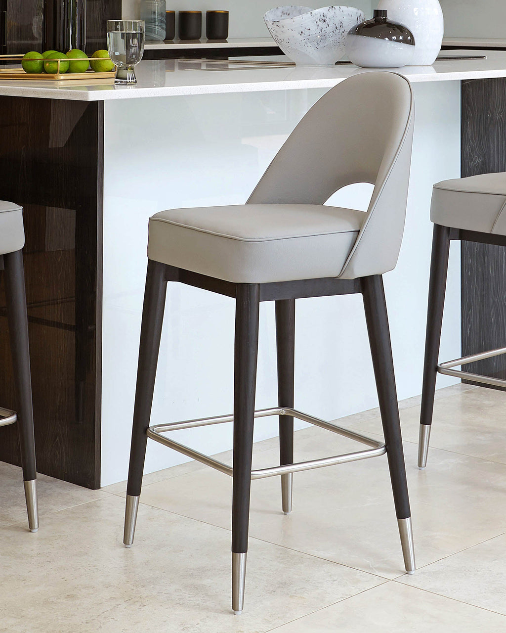 Clover Light Grey Faux Leather Bar Stool