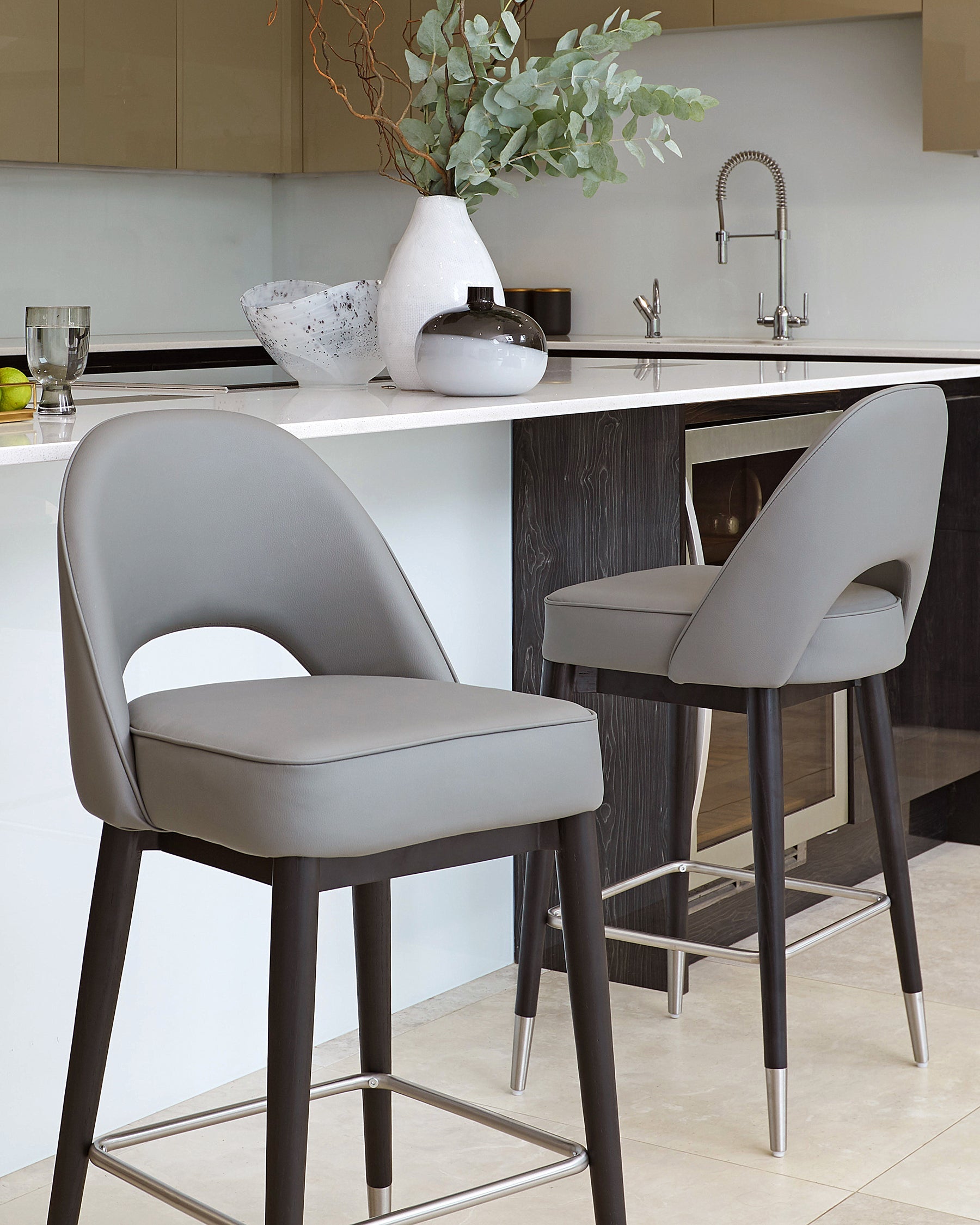 Clover Mid Grey Faux Leather Bar Stool