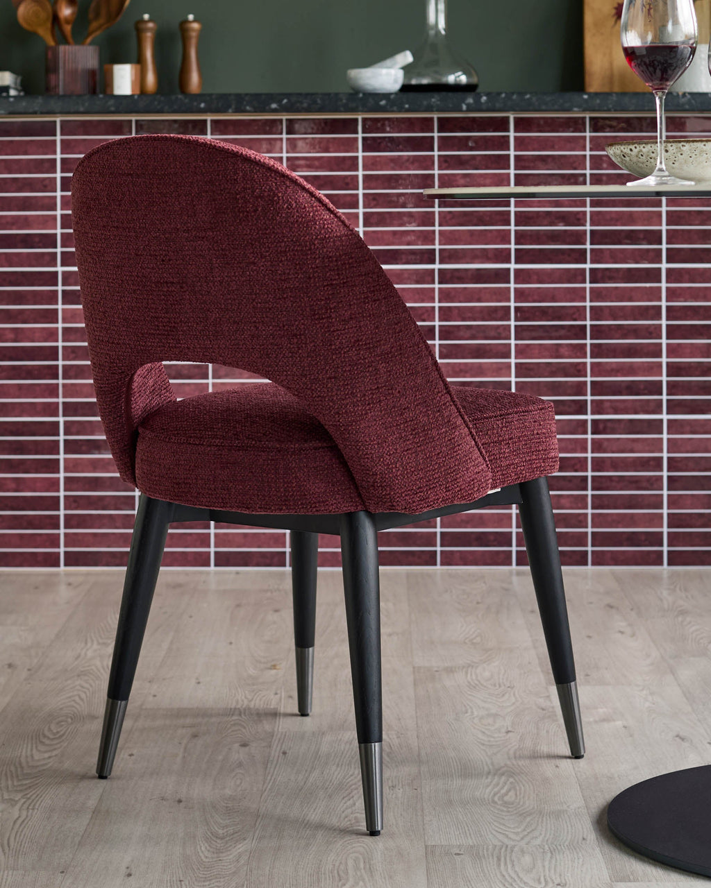 Clover berry red chunky fabric dining chair