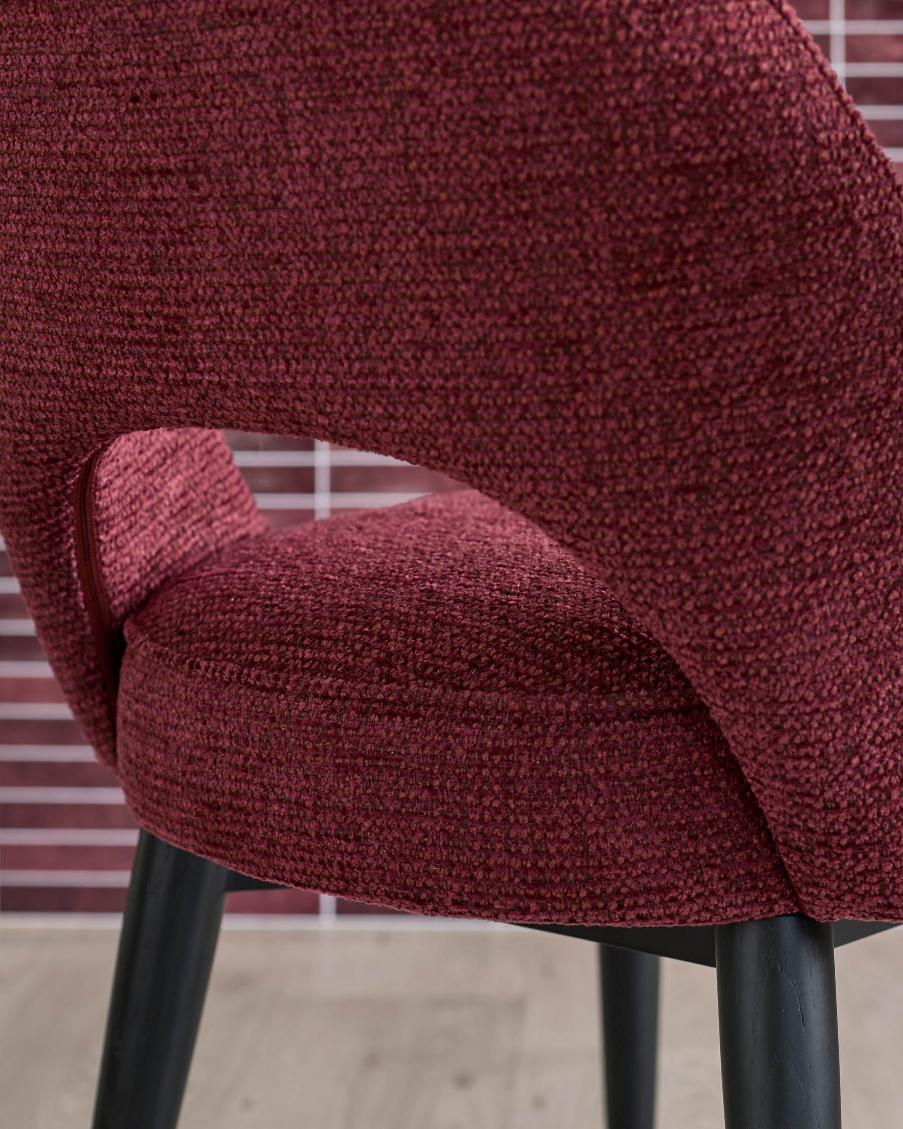 Clover berry red chunky fabric dining chair