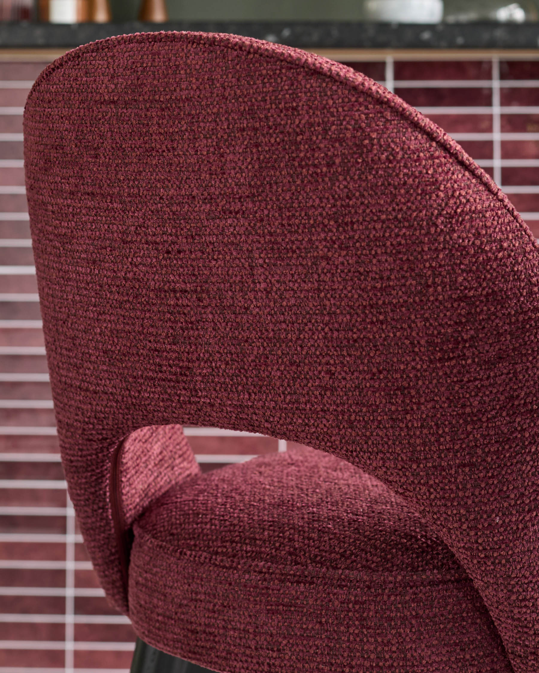 Clover berry red chunky fabric dining chair