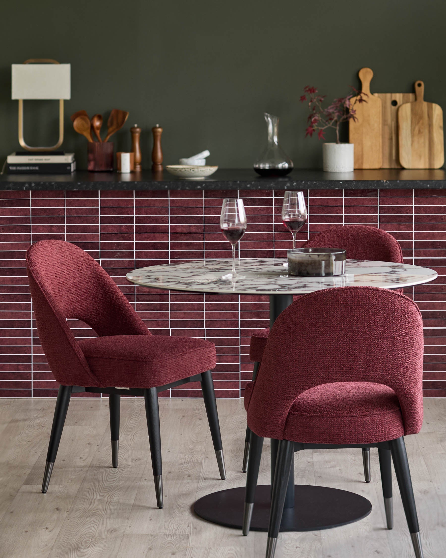 Clover berry red chunky fabric dining chair