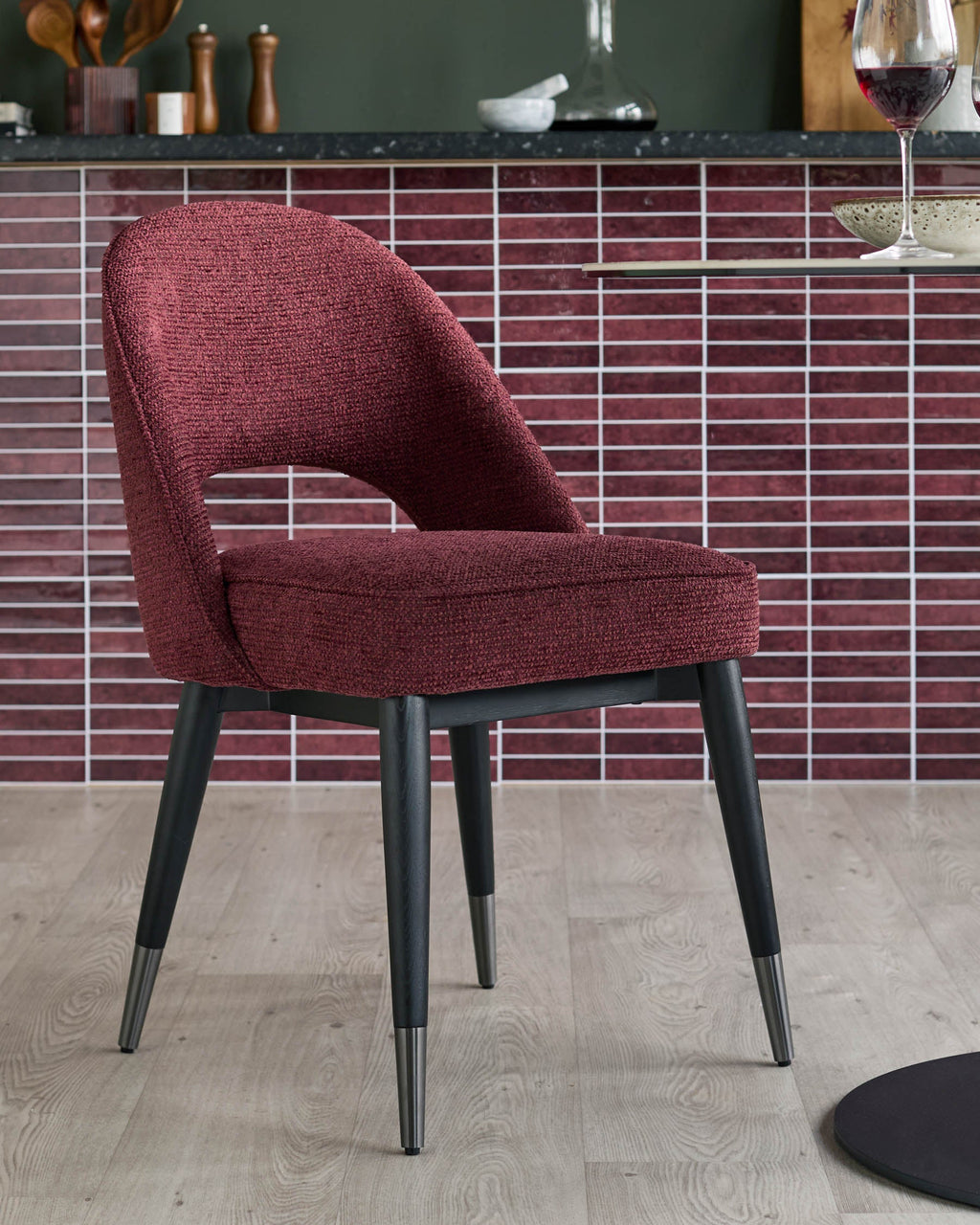 Clover berry red chunky fabric dining chair