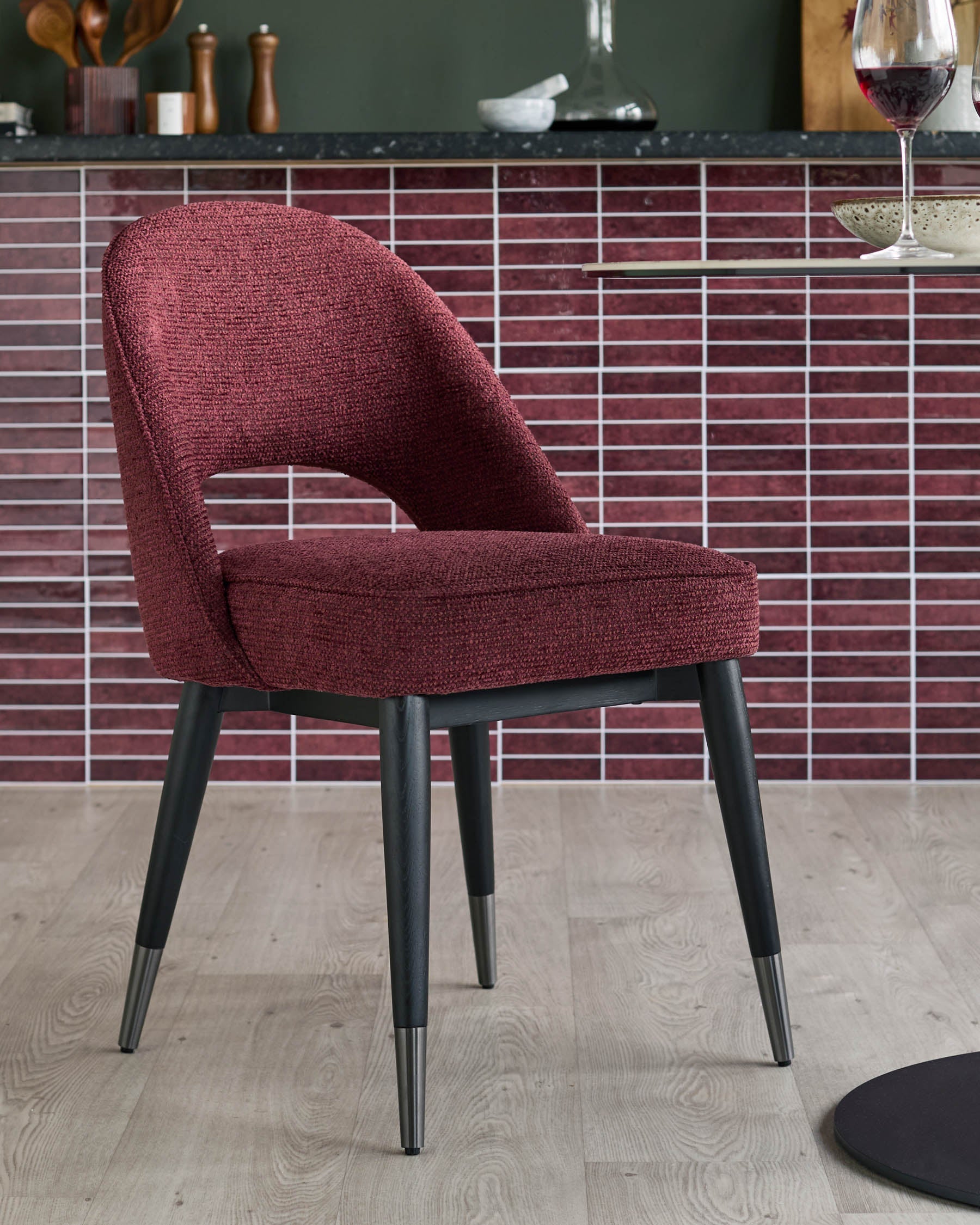 Clover berry red chunky fabric dining chair