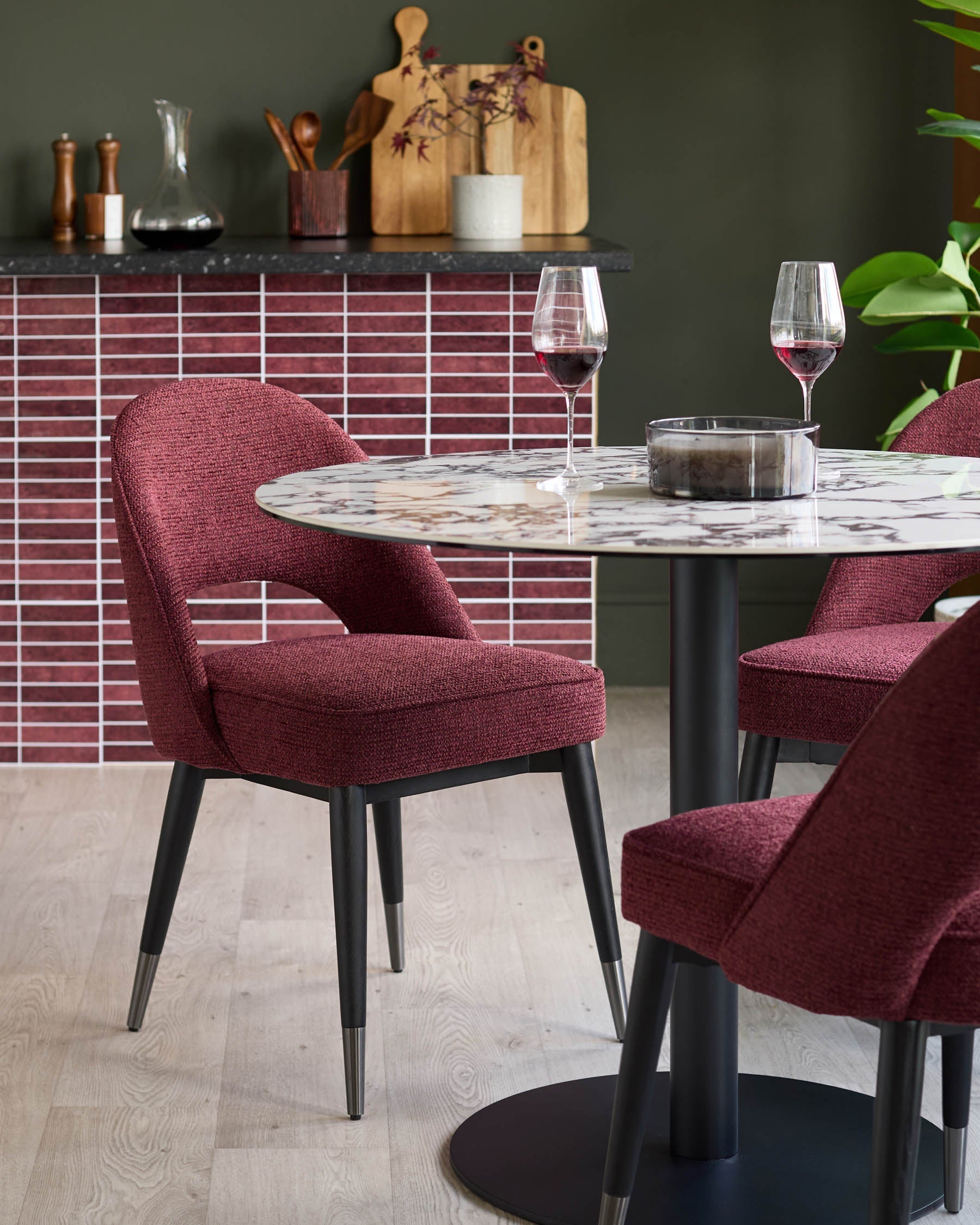 Clover berry red chunky fabric dining chair