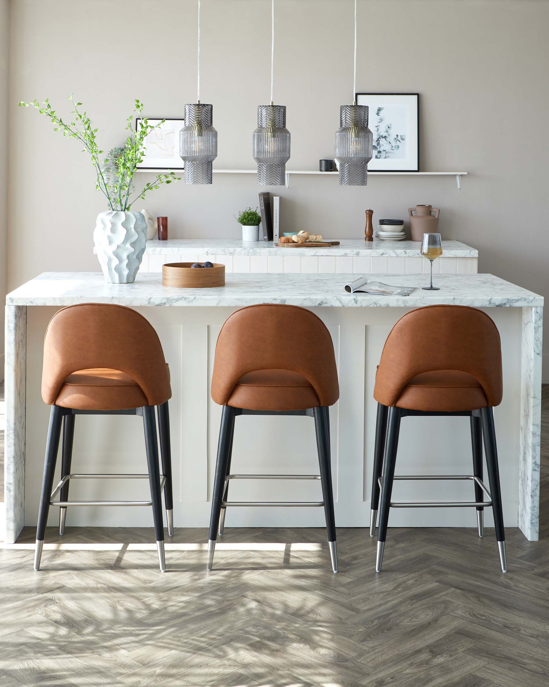 Clover Tan Faux Leather Bar stool
