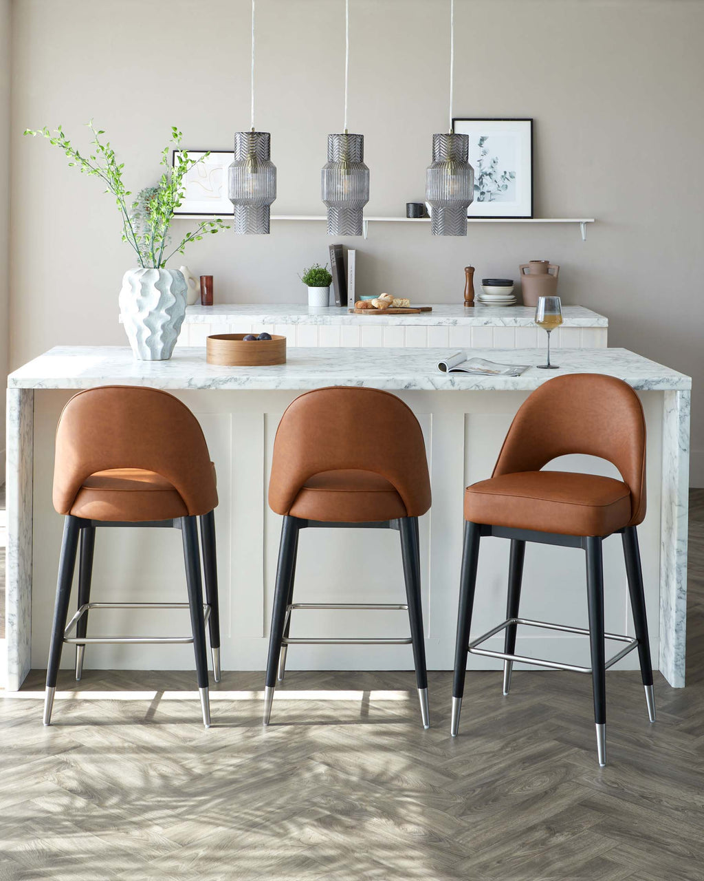 Clover Tan Faux Leather Bar stool