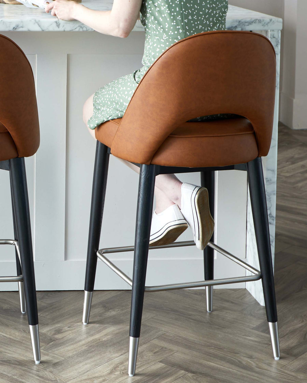 Clover Tan Faux Leather Bar stool