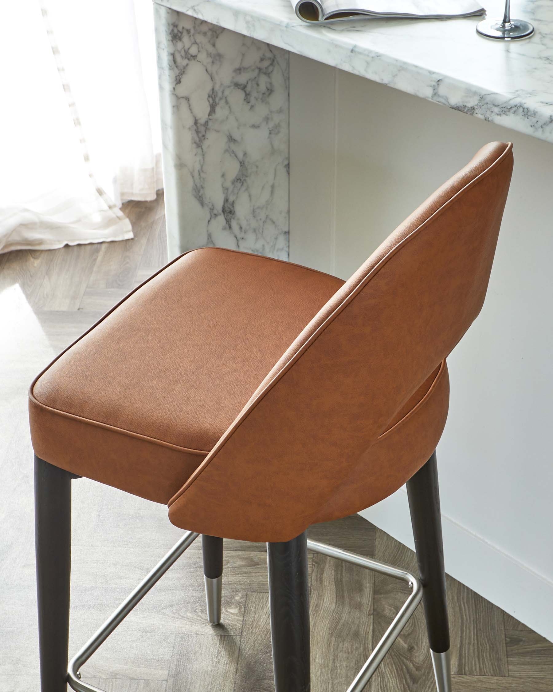Clover Tan Faux Leather Bar stool