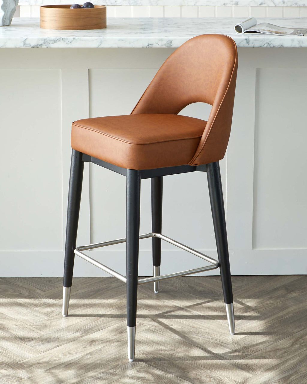 Clover Tan Faux Leather Bar stool