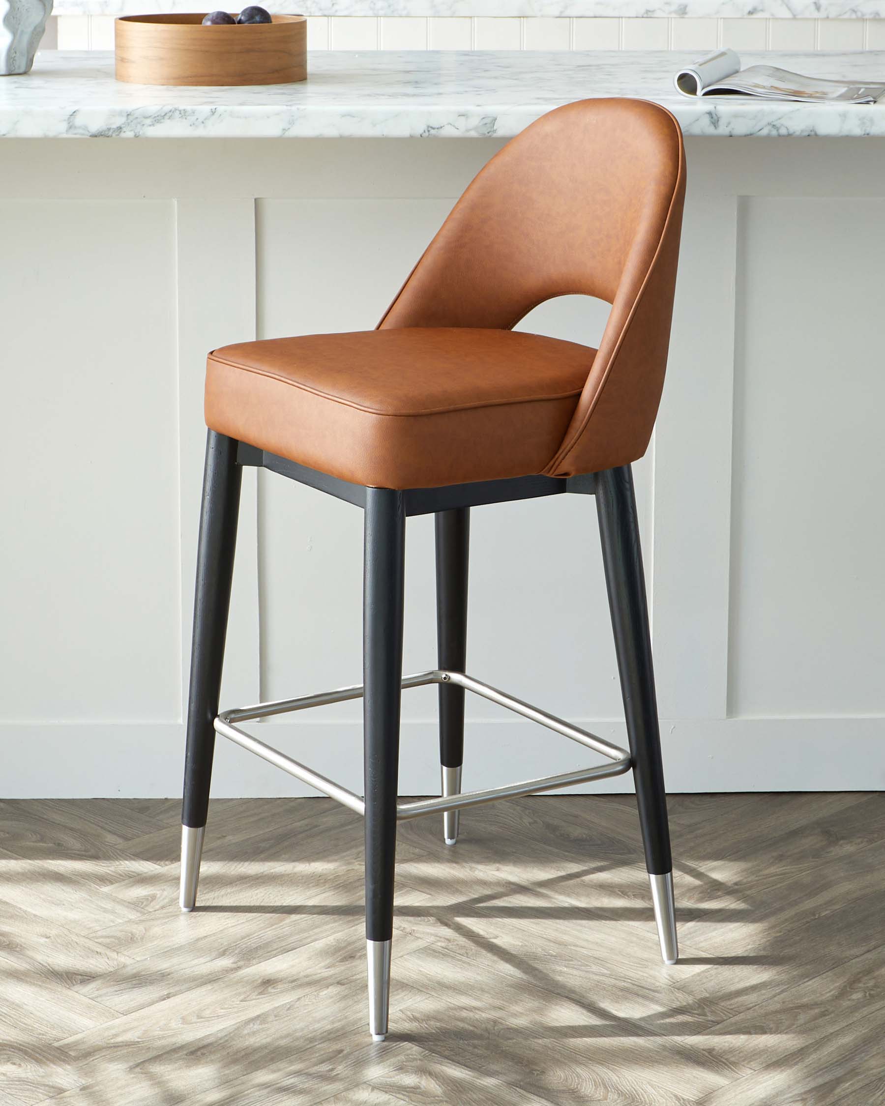 Clover Tan Faux Leather Bar stool