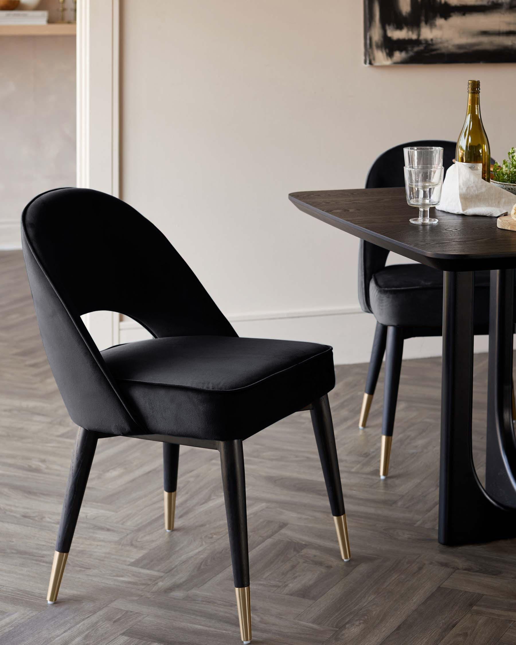 Clover Black Velvet Dining Chair