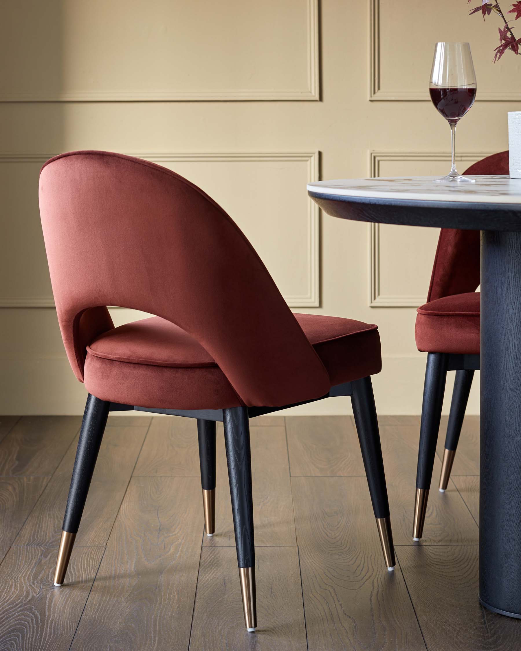 Clover toffee red velvet dining chair