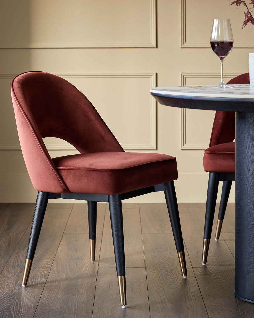 Clover toffee red velvet dining chair