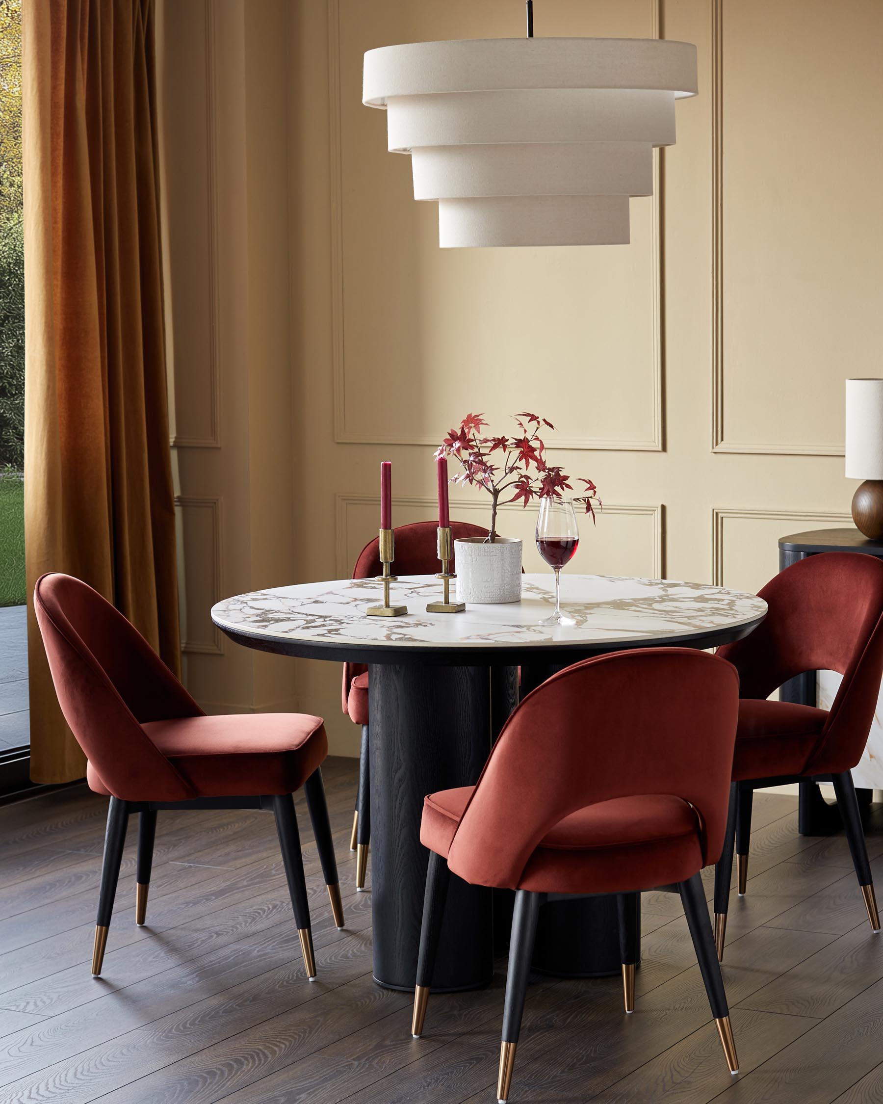 Clover toffee red velvet dining chair