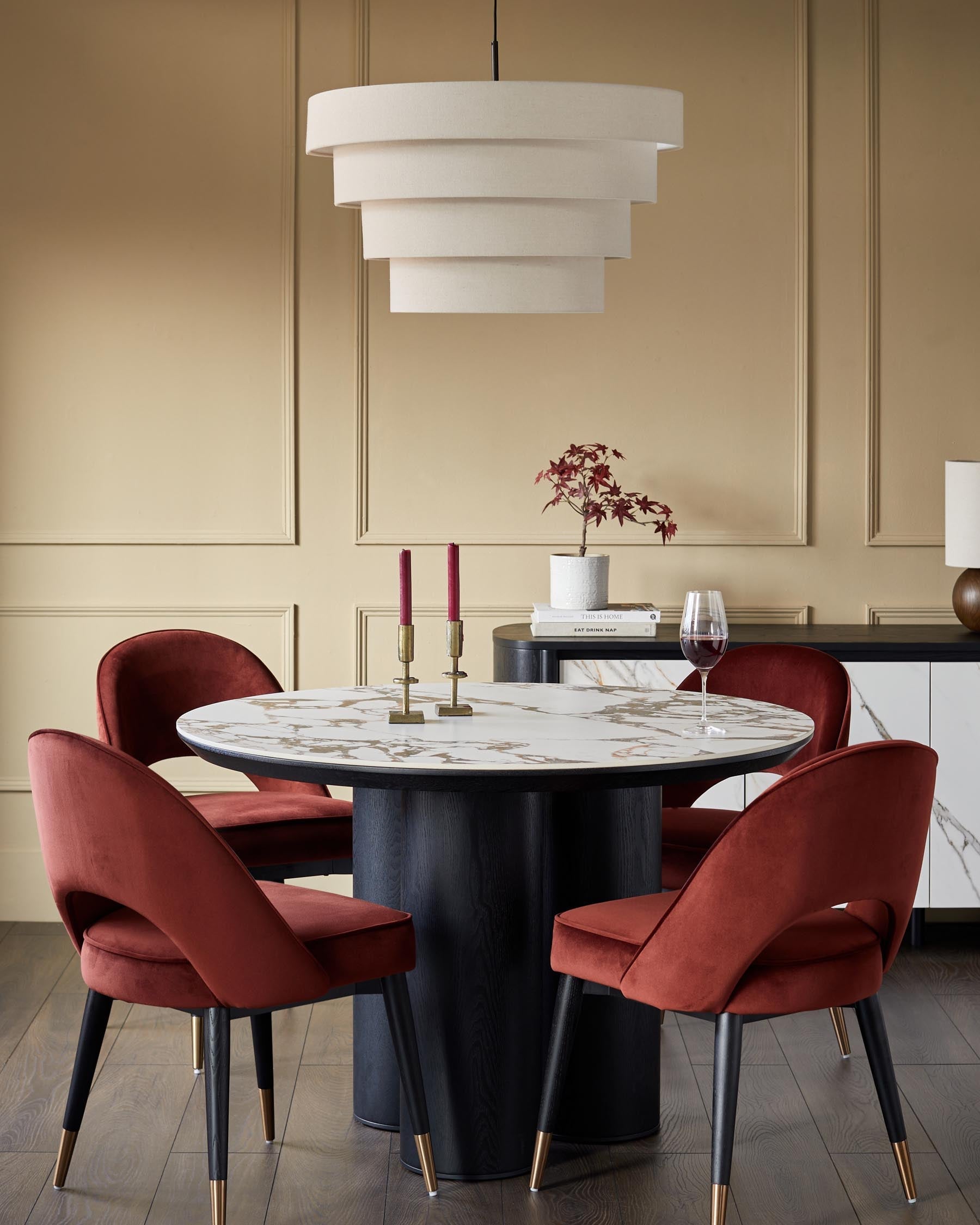 Clover toffee red velvet dining chair