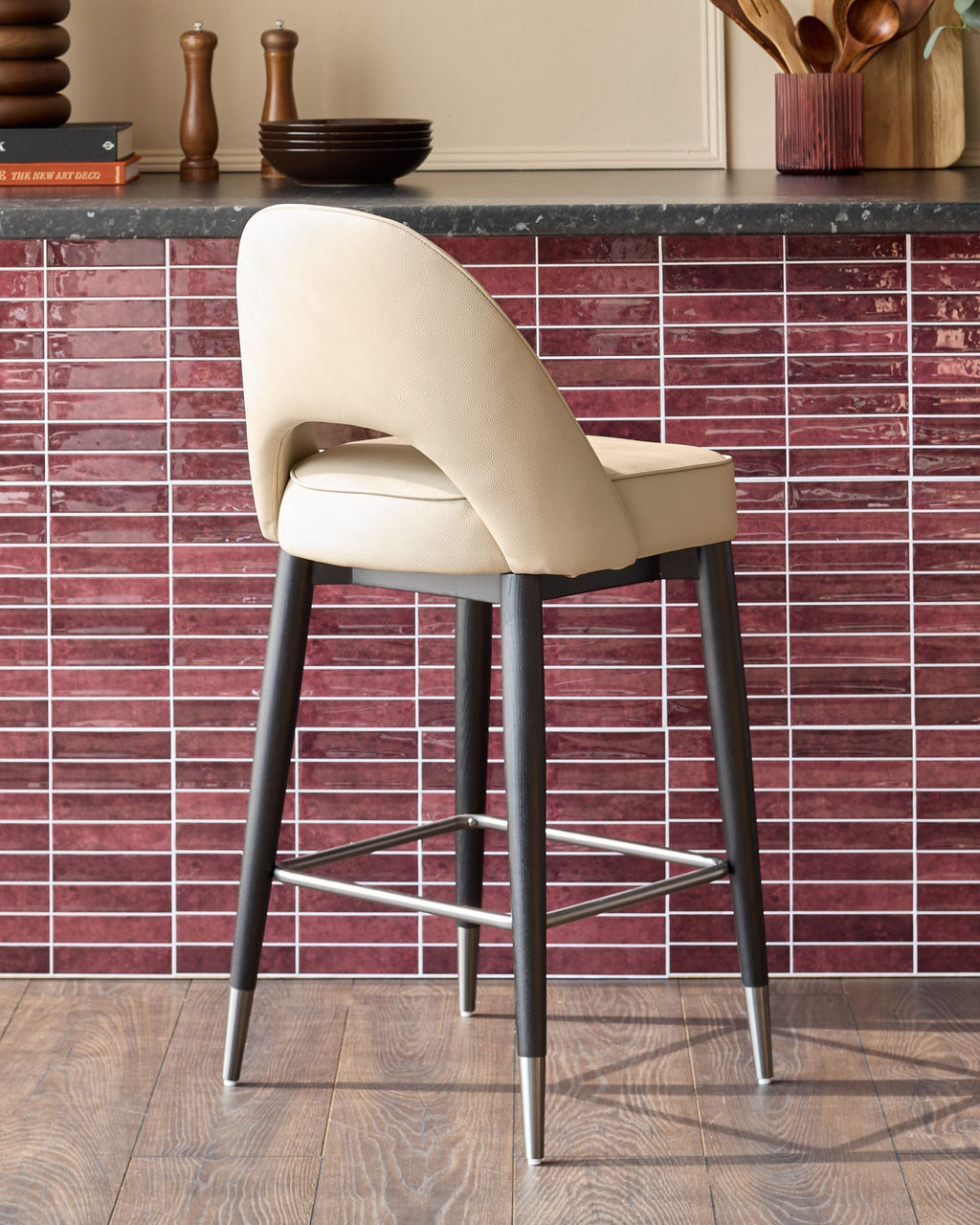 Clover natural faux leather bar stool