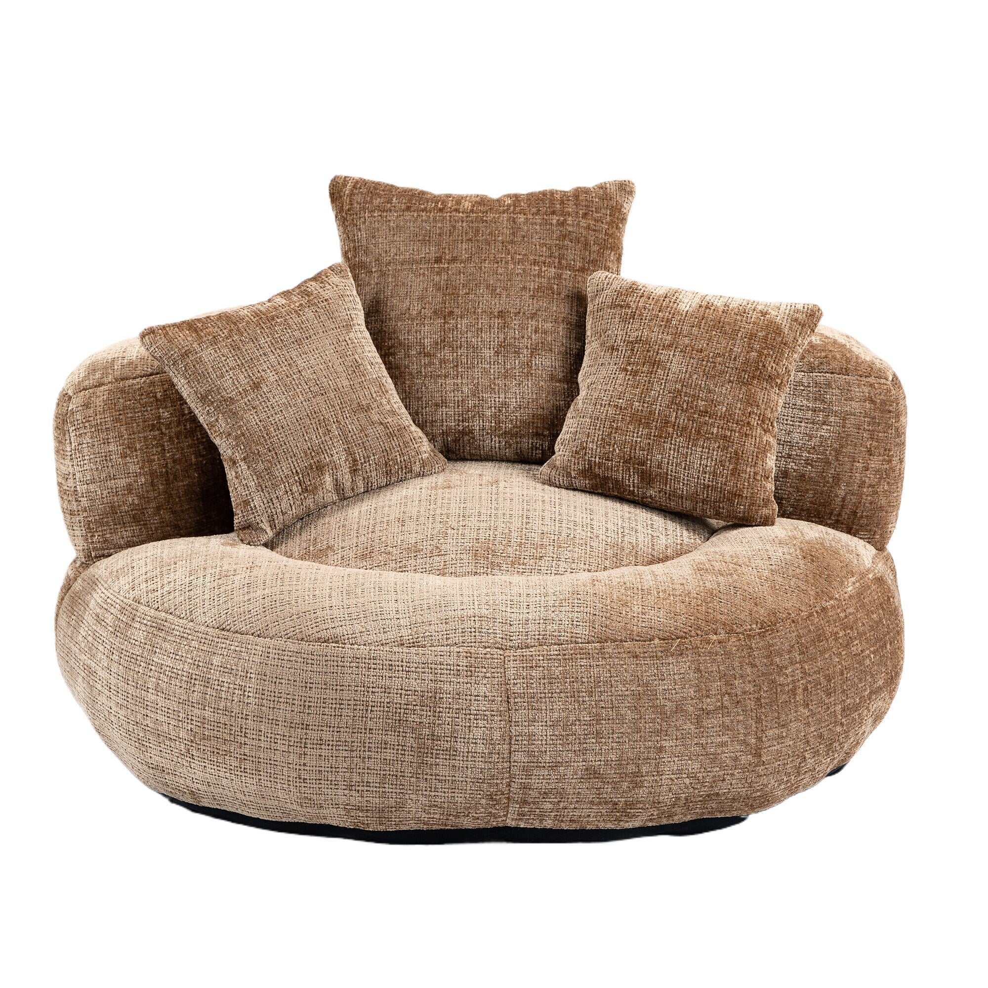 Coffee Oversized 42.52 Chenille Lazy Bean Bag Single Sofa with Three Pillows for Bedroom