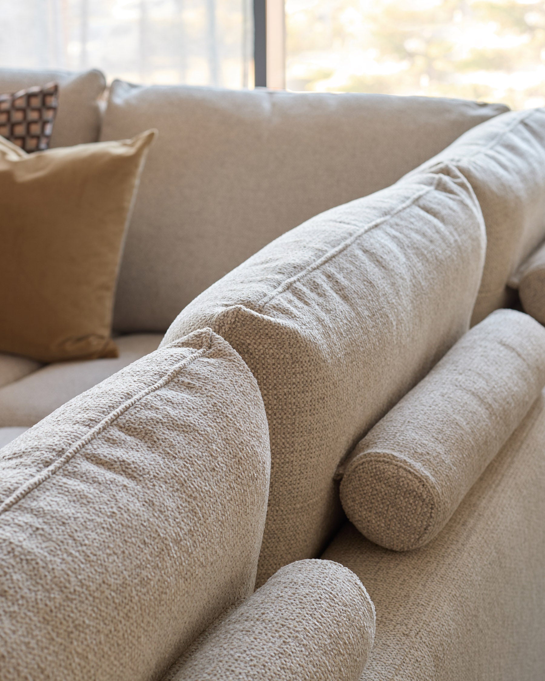 Colette natural fabric left hand corner chaise sofa