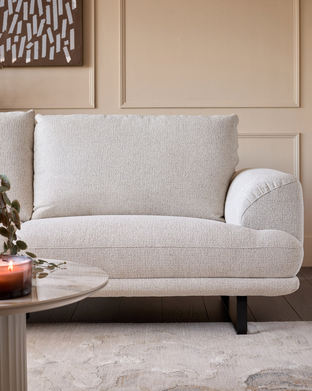 Colette natural fabric right hand corner chaise sofa