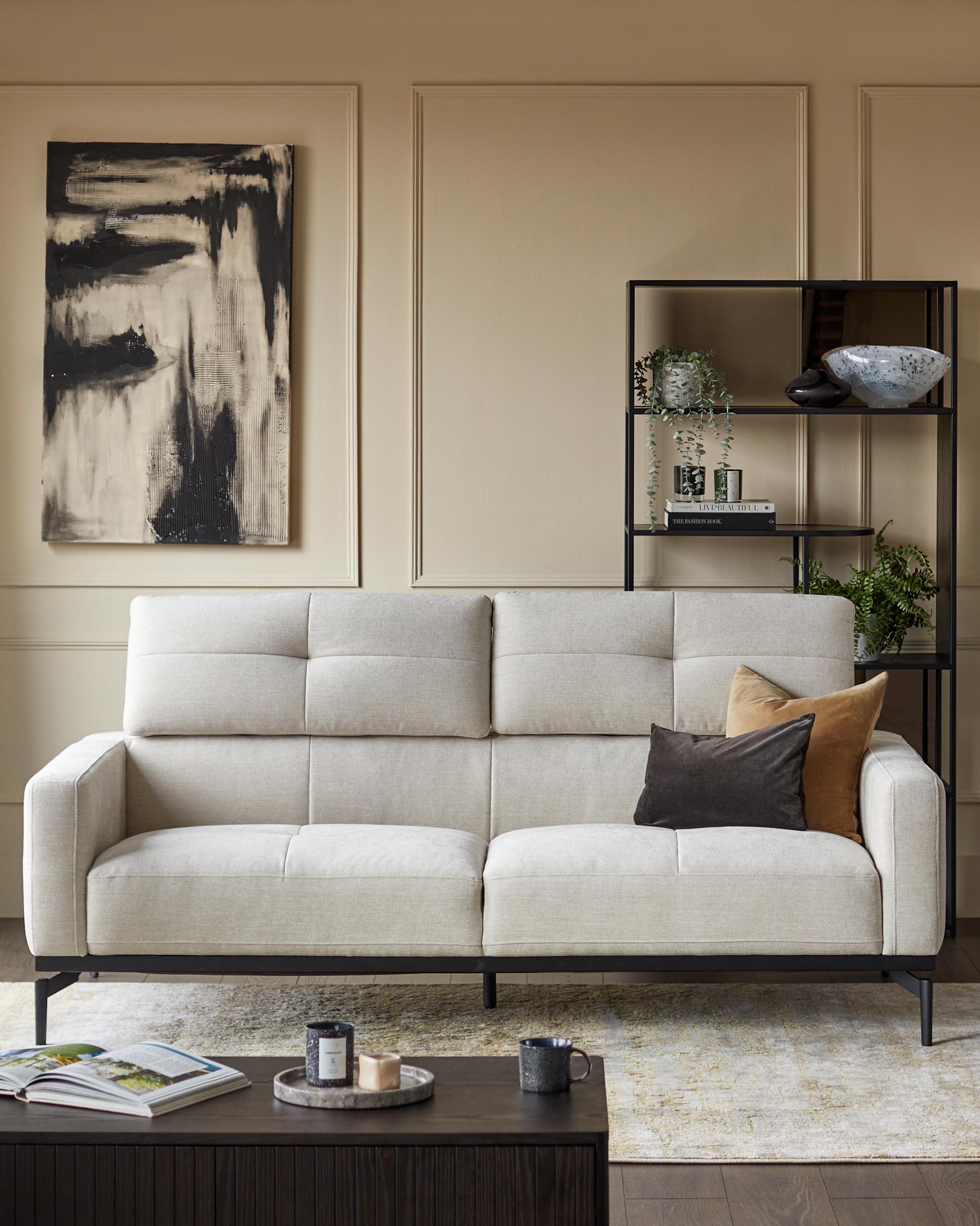 Colton ivory chenille 3 seater sofa
