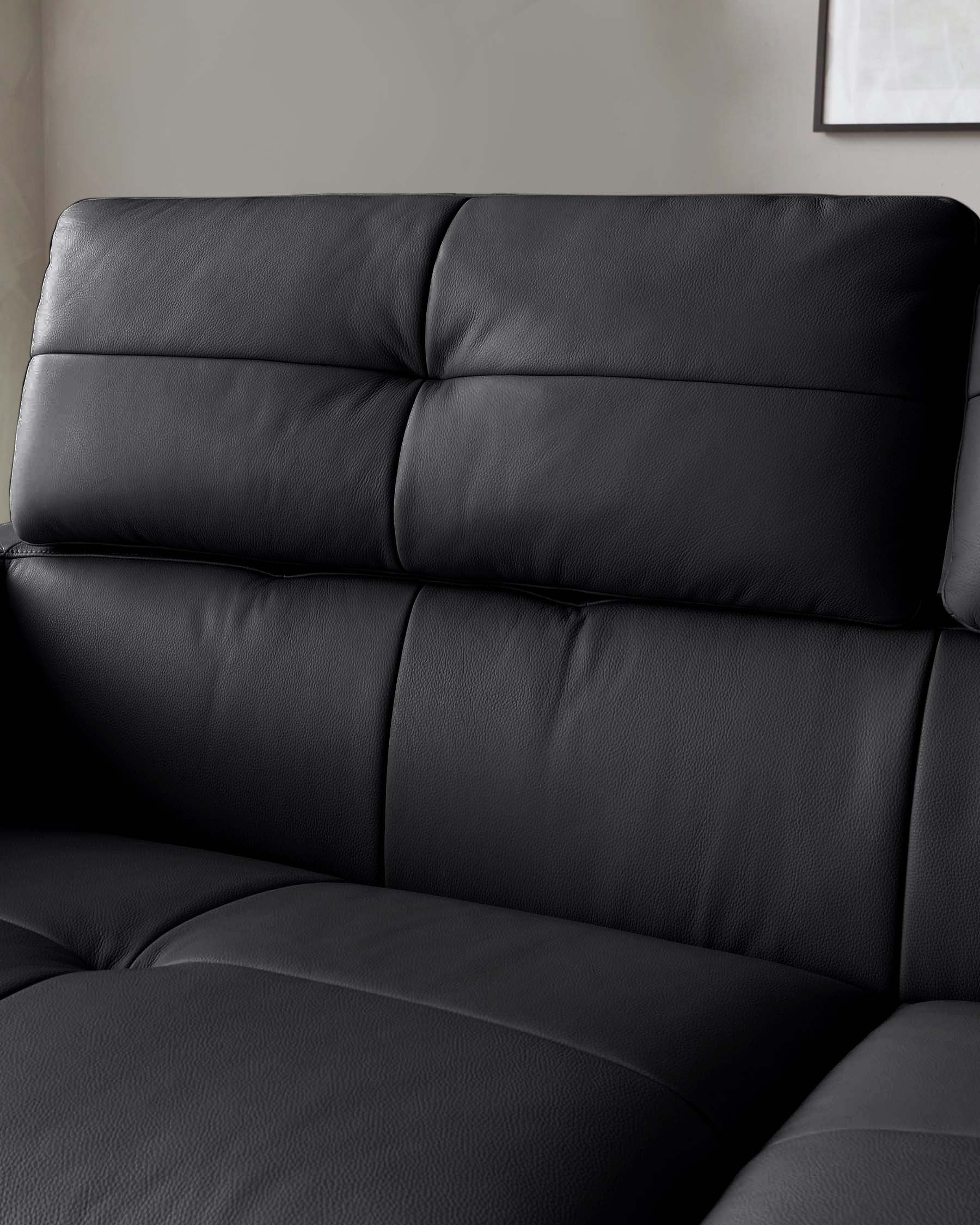 Colton black leather 3 seater sofa