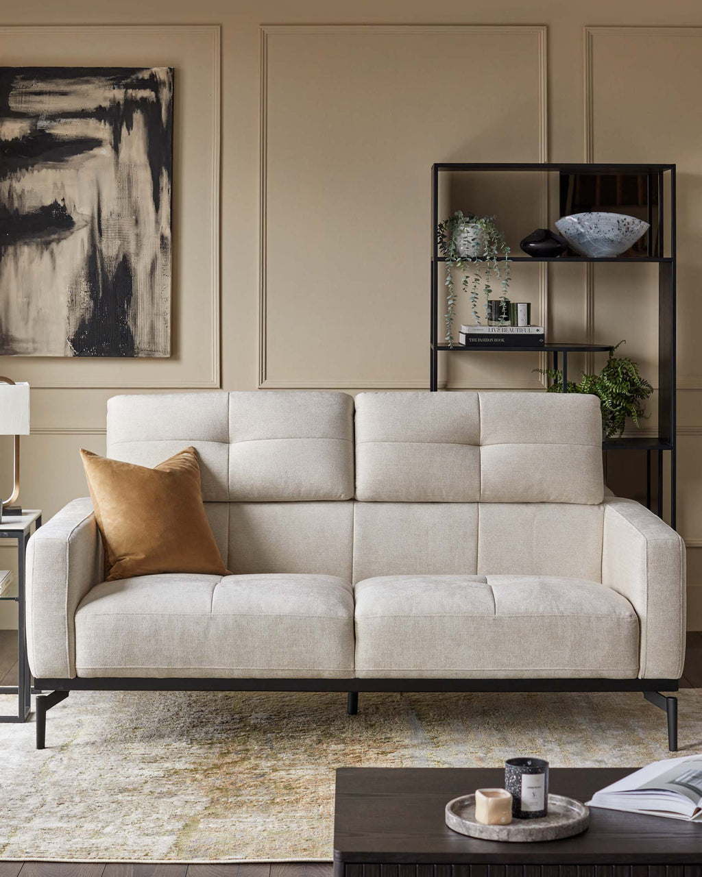 Colton ivory chenille 2 seater sofa