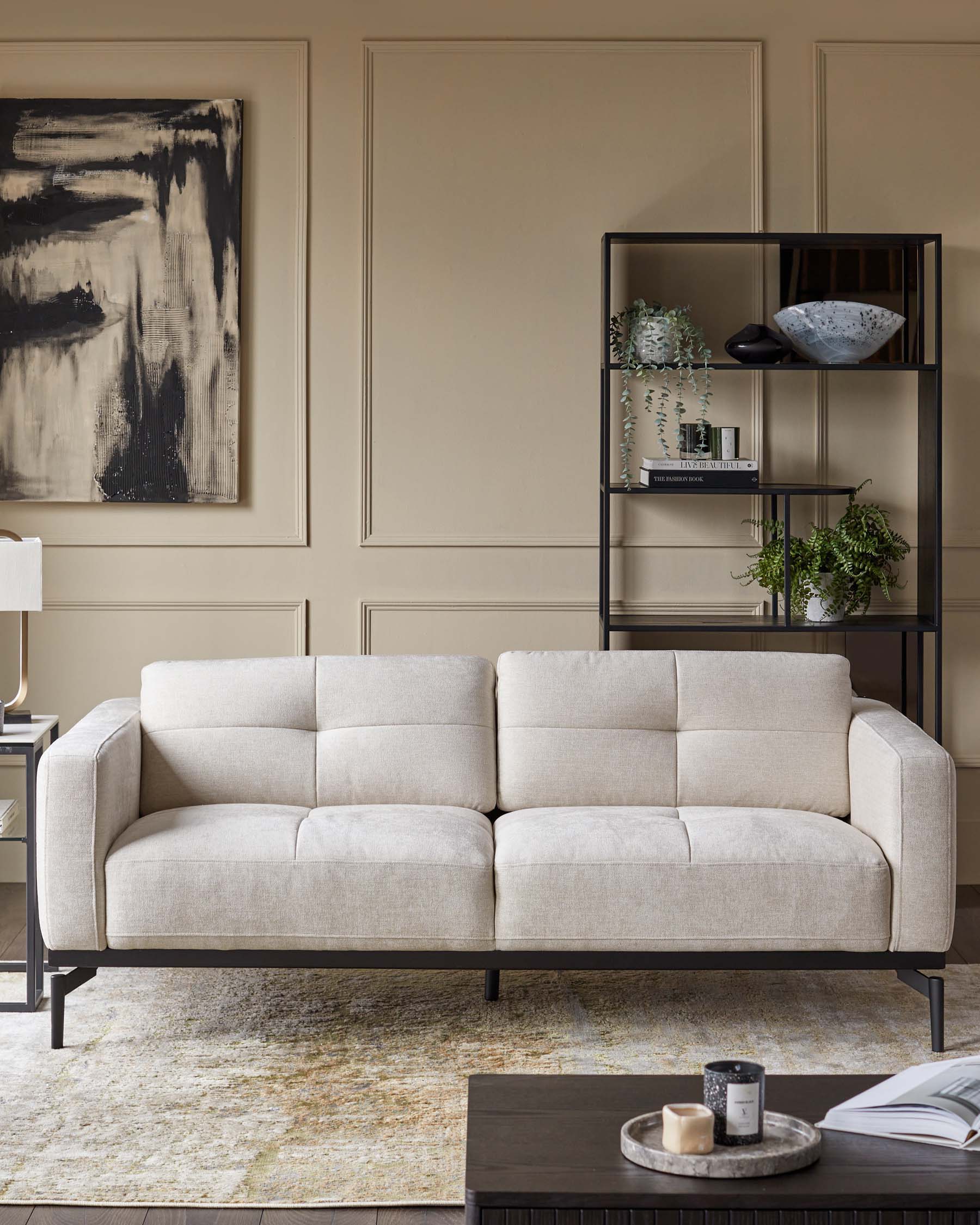 Colton ivory chenille 2 seater sofa