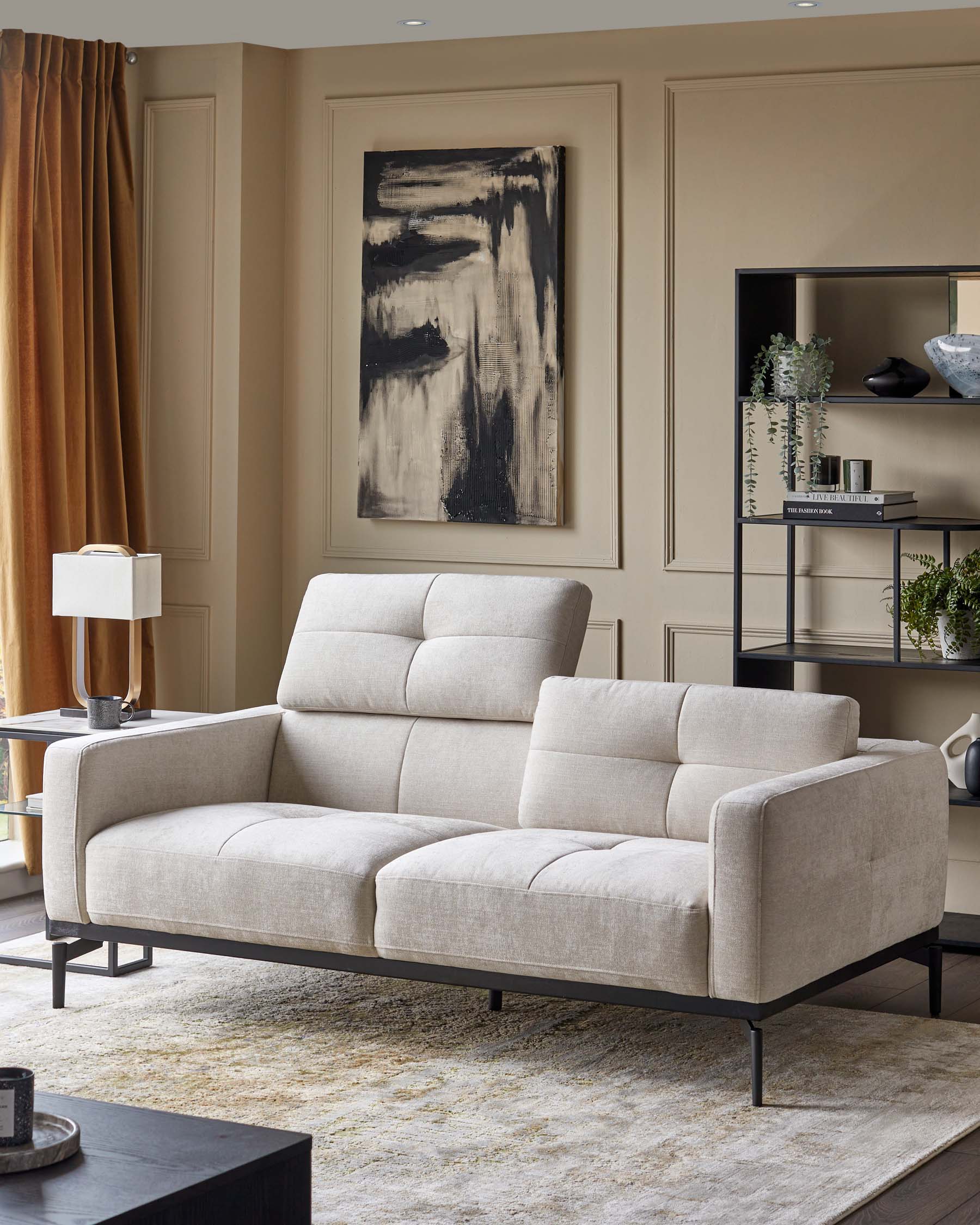 Colton ivory chenille 2 seater sofa