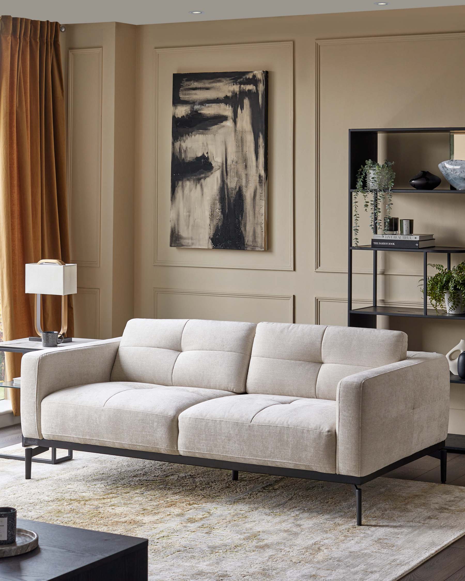 Colton ivory chenille 2 seater sofa
