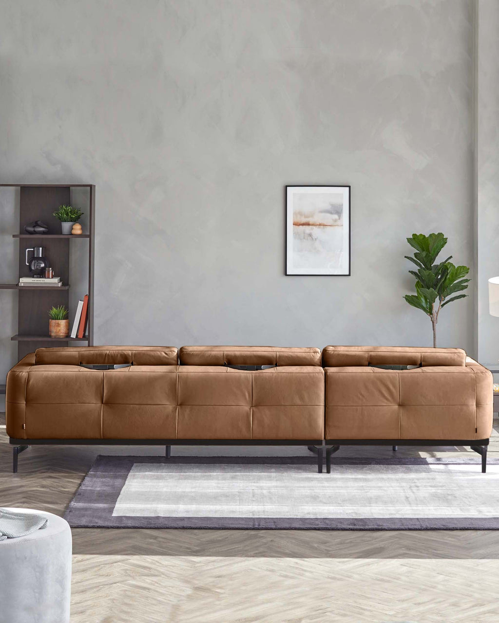 Colton tan leather left hand corner chaise sofa