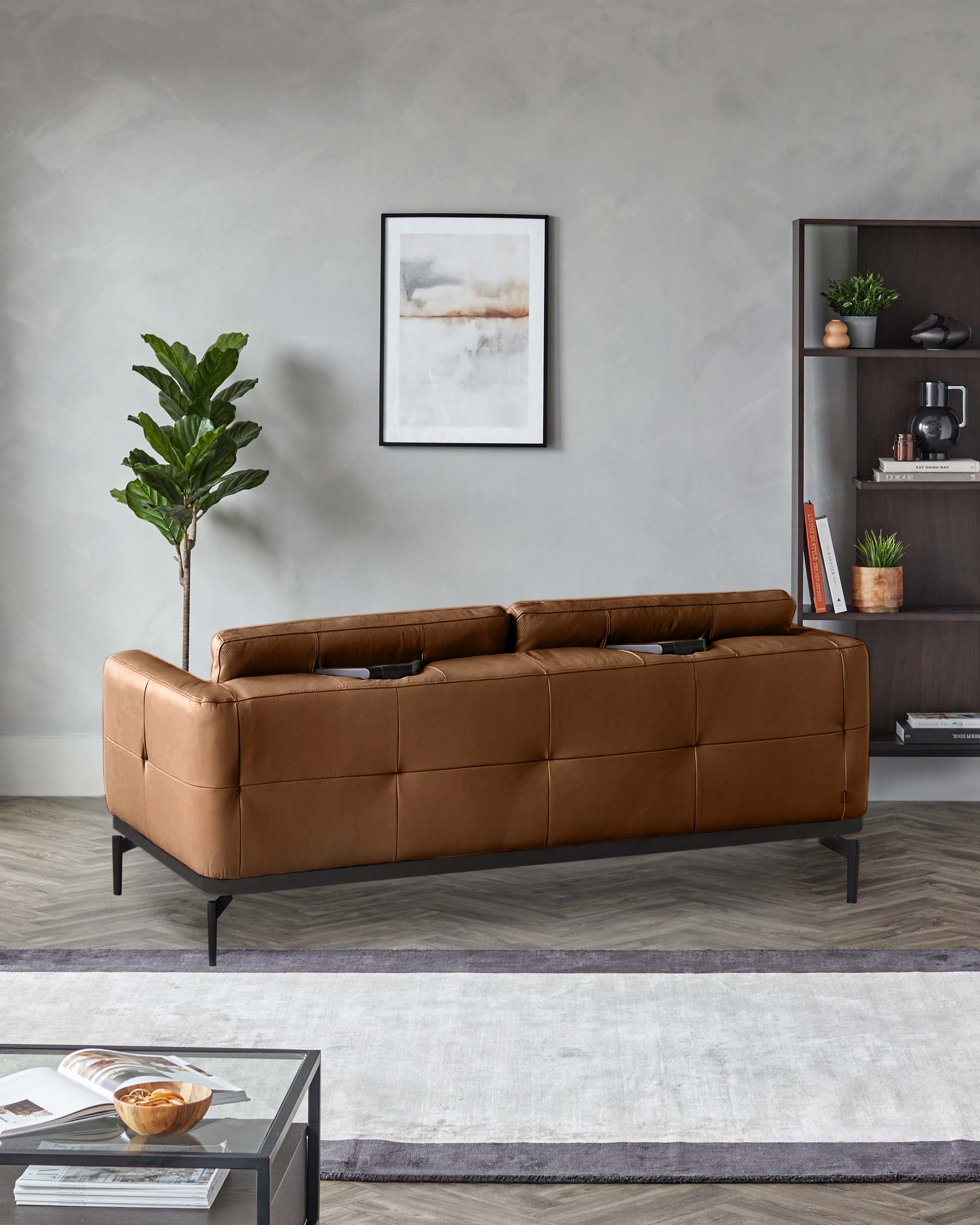 Colton tan leather 2 seater sofa
