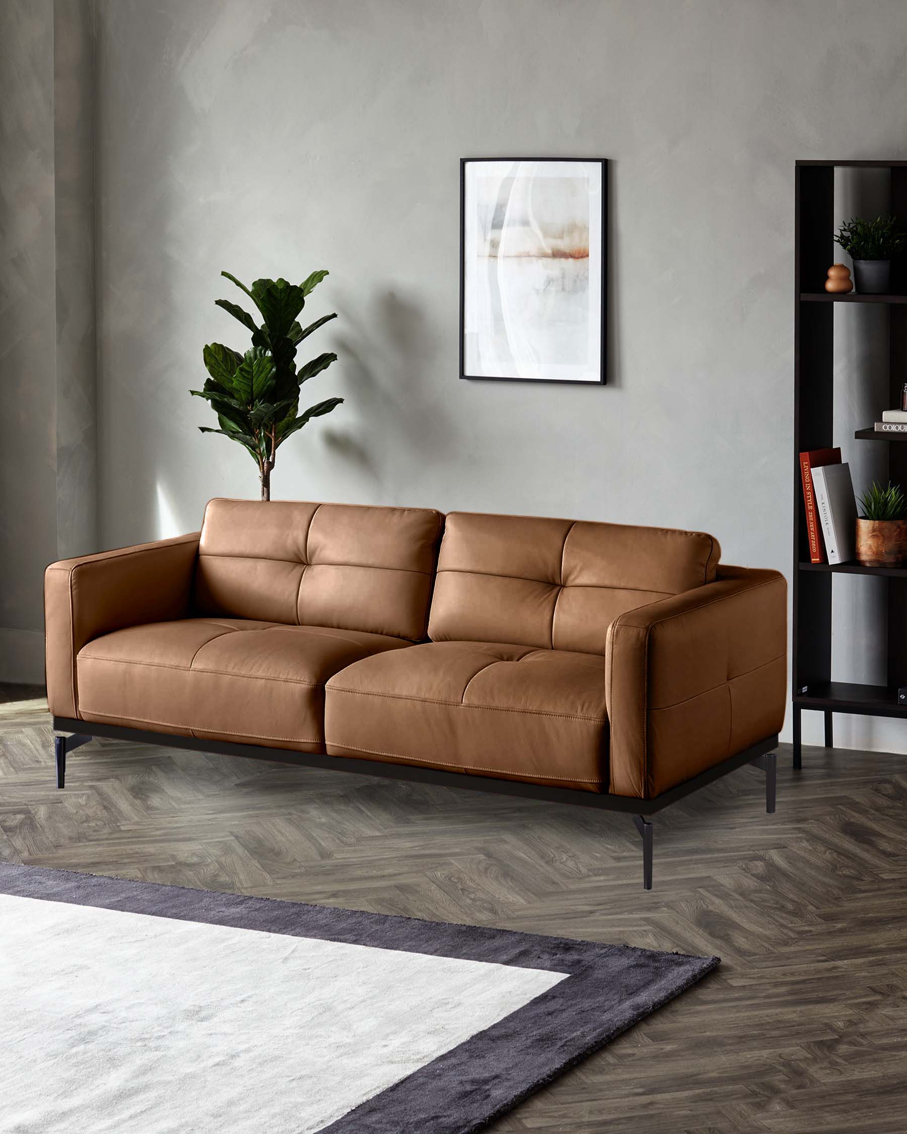 Colton tan leather 2 seater sofa
