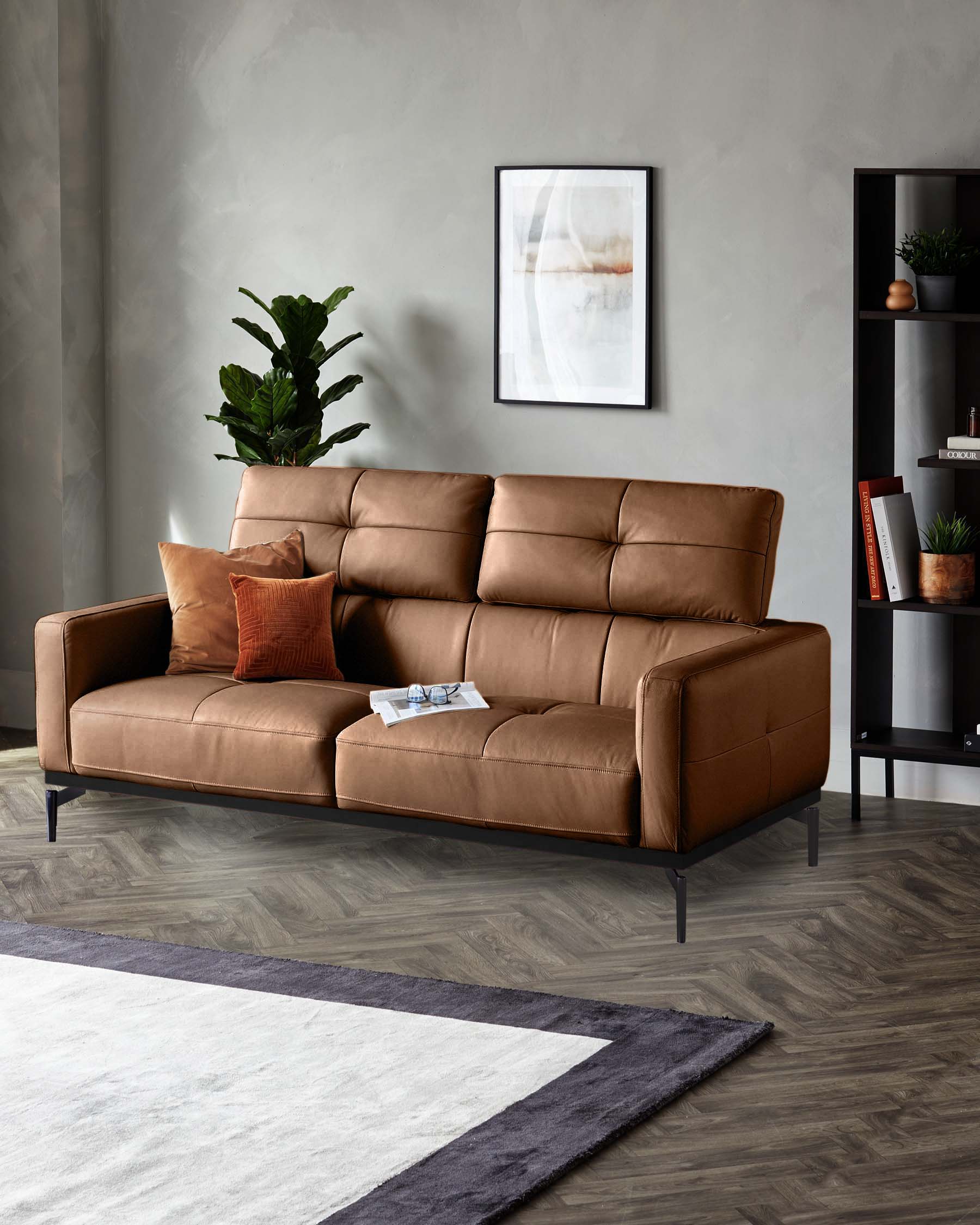 Colton tan leather 2 seater sofa