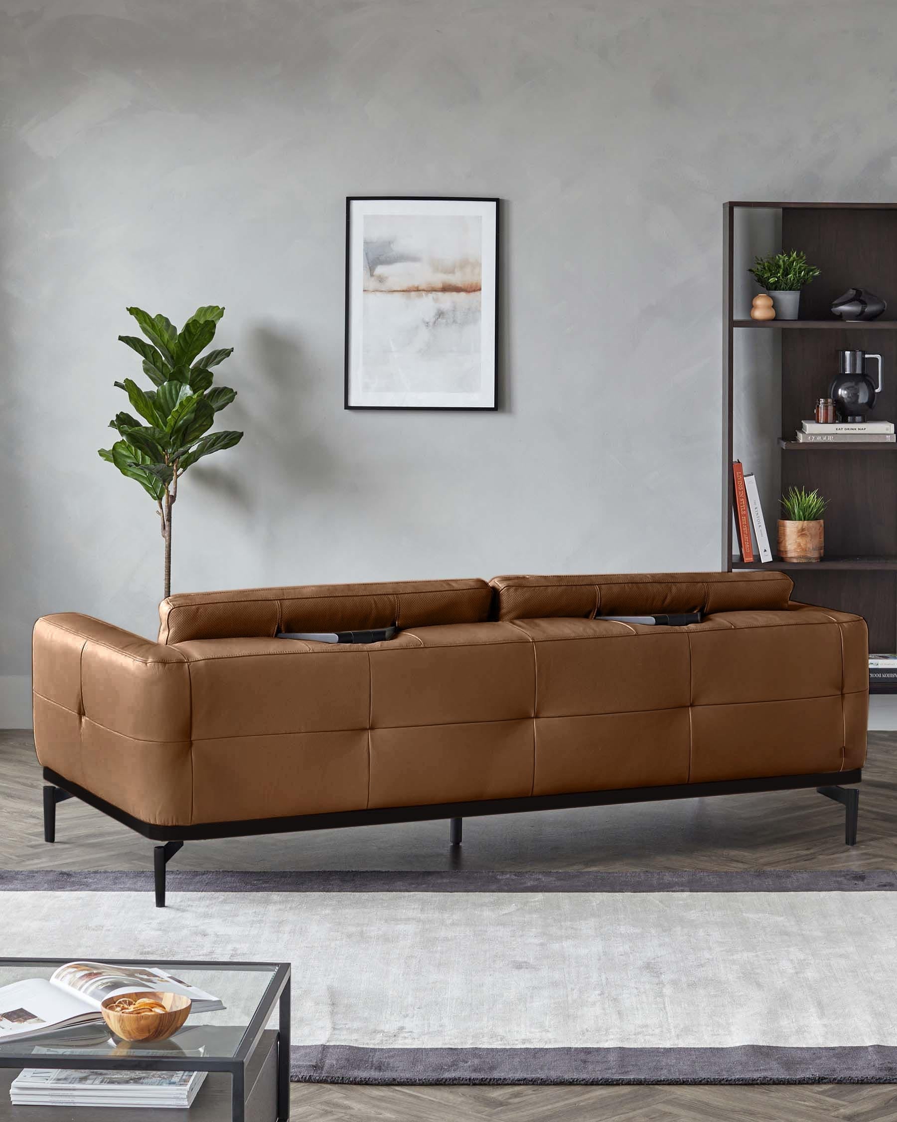 Colton tan leather 3 seater sofa