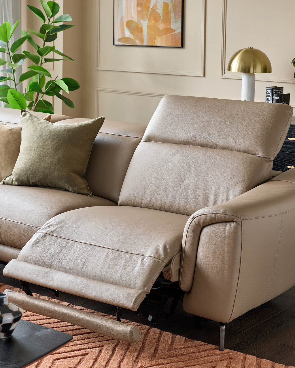 Connor natural leather left hand corner chaise sofa