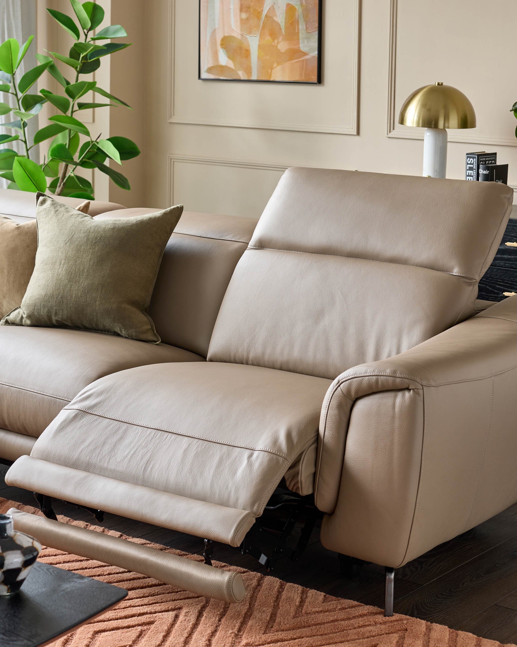 Connor natural leather left hand corner chaise sofa