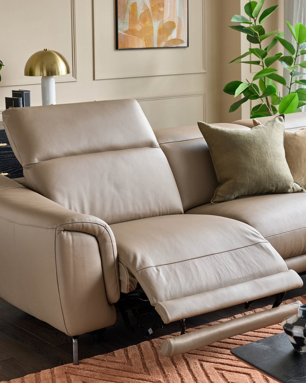 Connor natural leather right hand corner chaise sofa