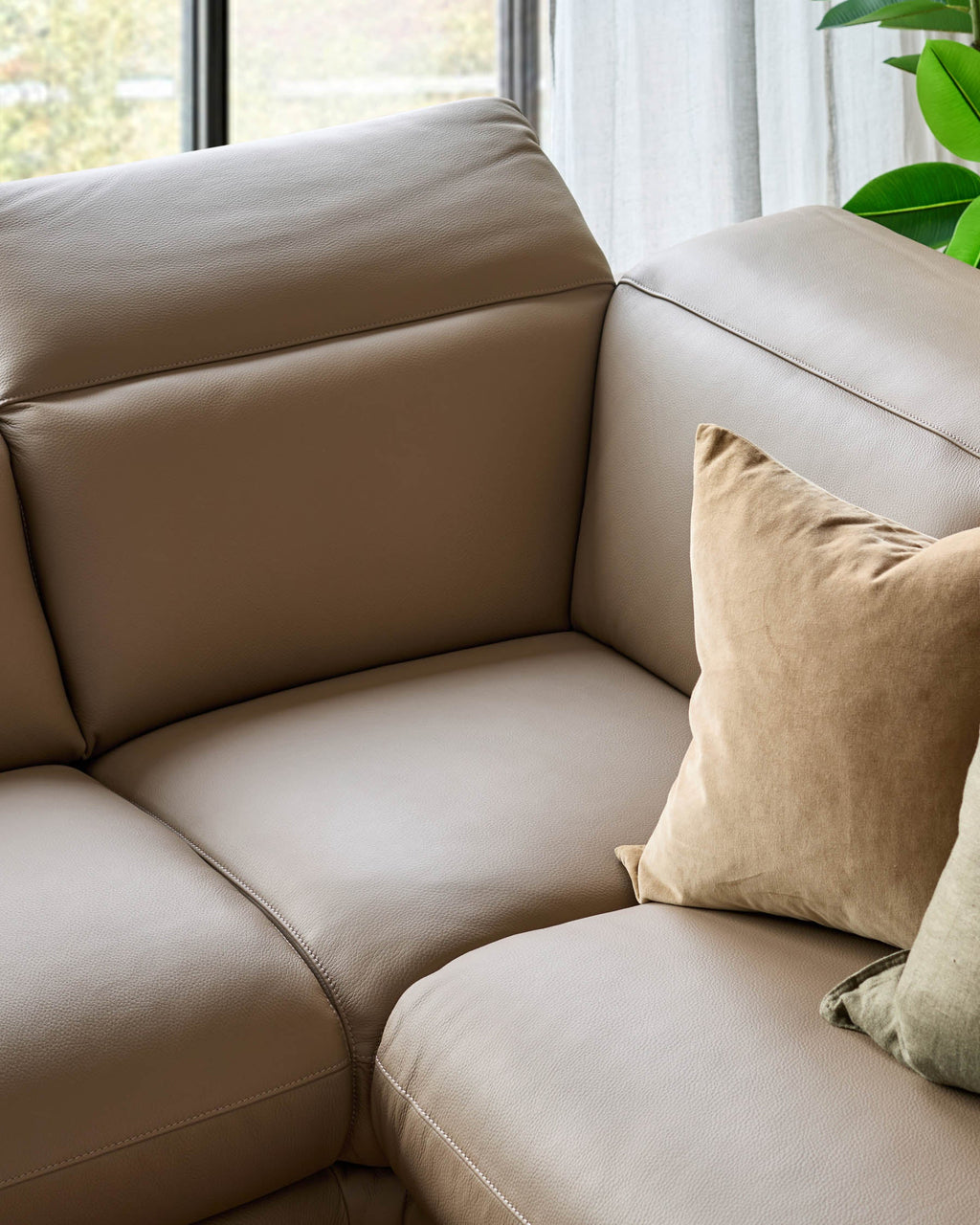 Connor natural leather left hand corner chaise sofa