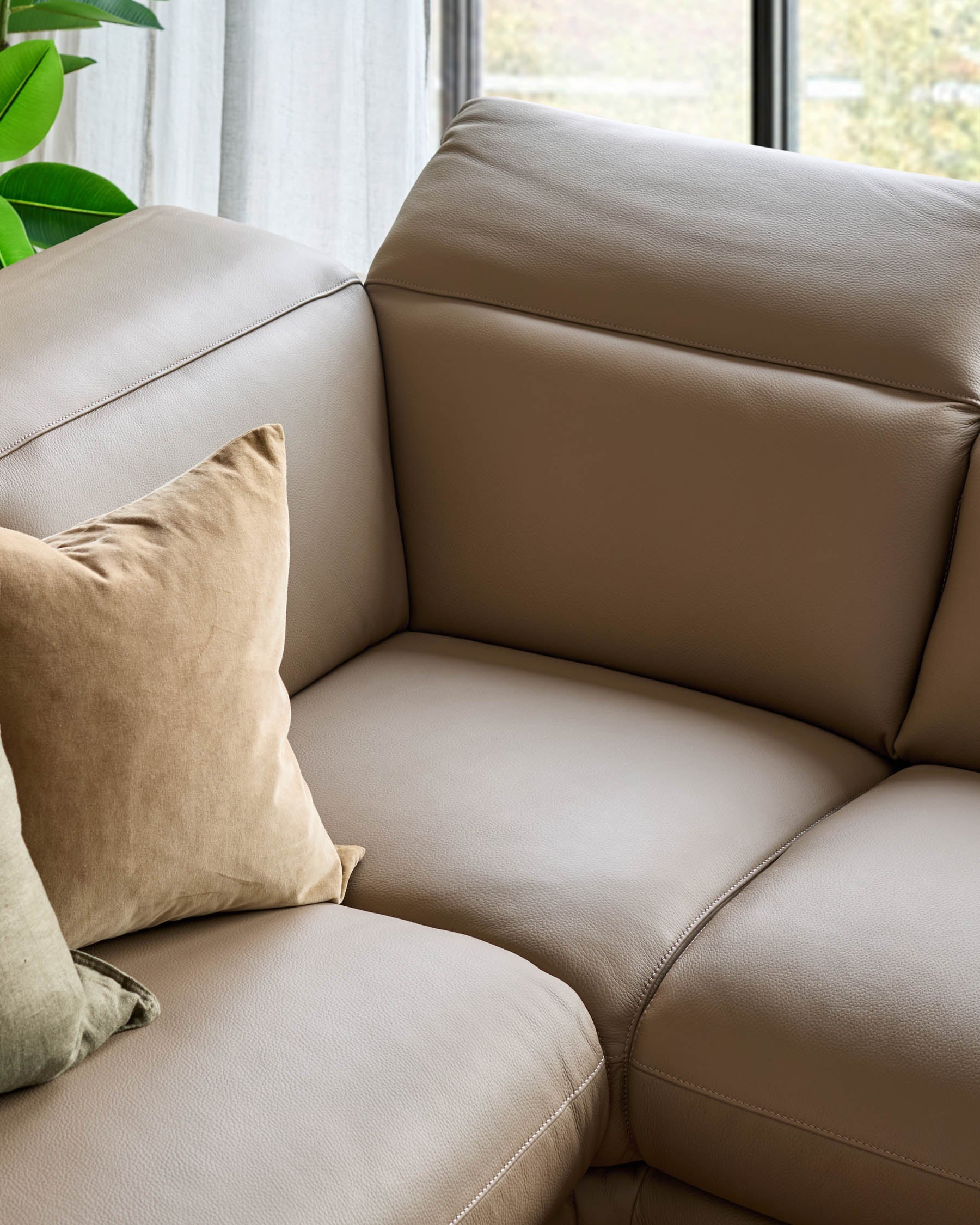 Connor natural leather right hand corner chaise sofa