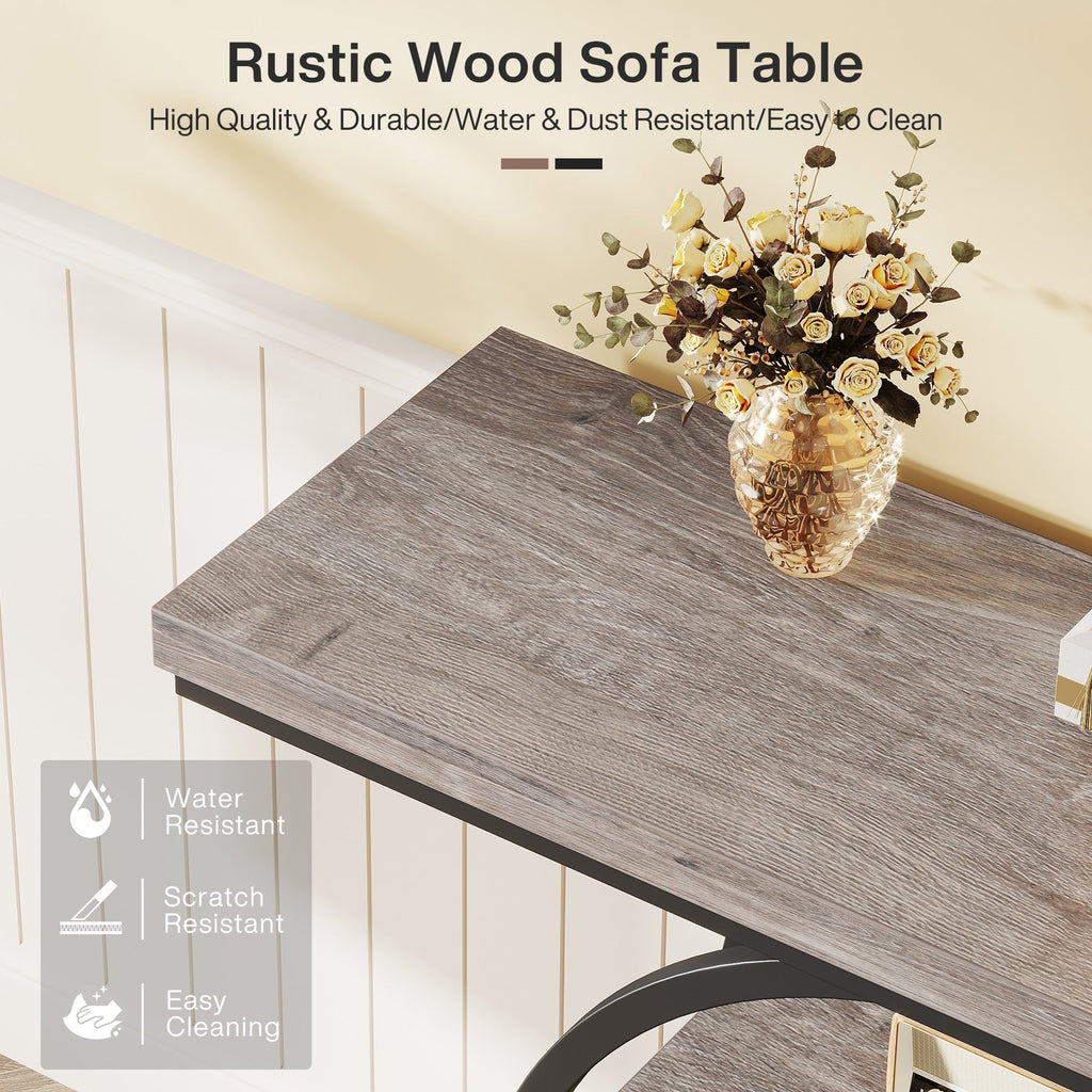 Console Table for Entryway, Industrial 4-Tier Sofa Table Behind Couch