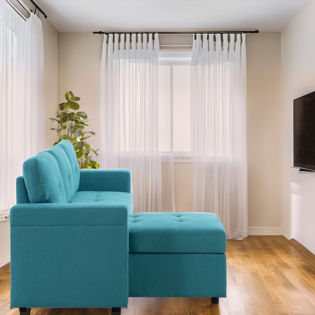 Convertible Reversible Sectional Sofa with Pull-Out Sleeper Bed, Hidden Storage Chaise, and Durable Legs