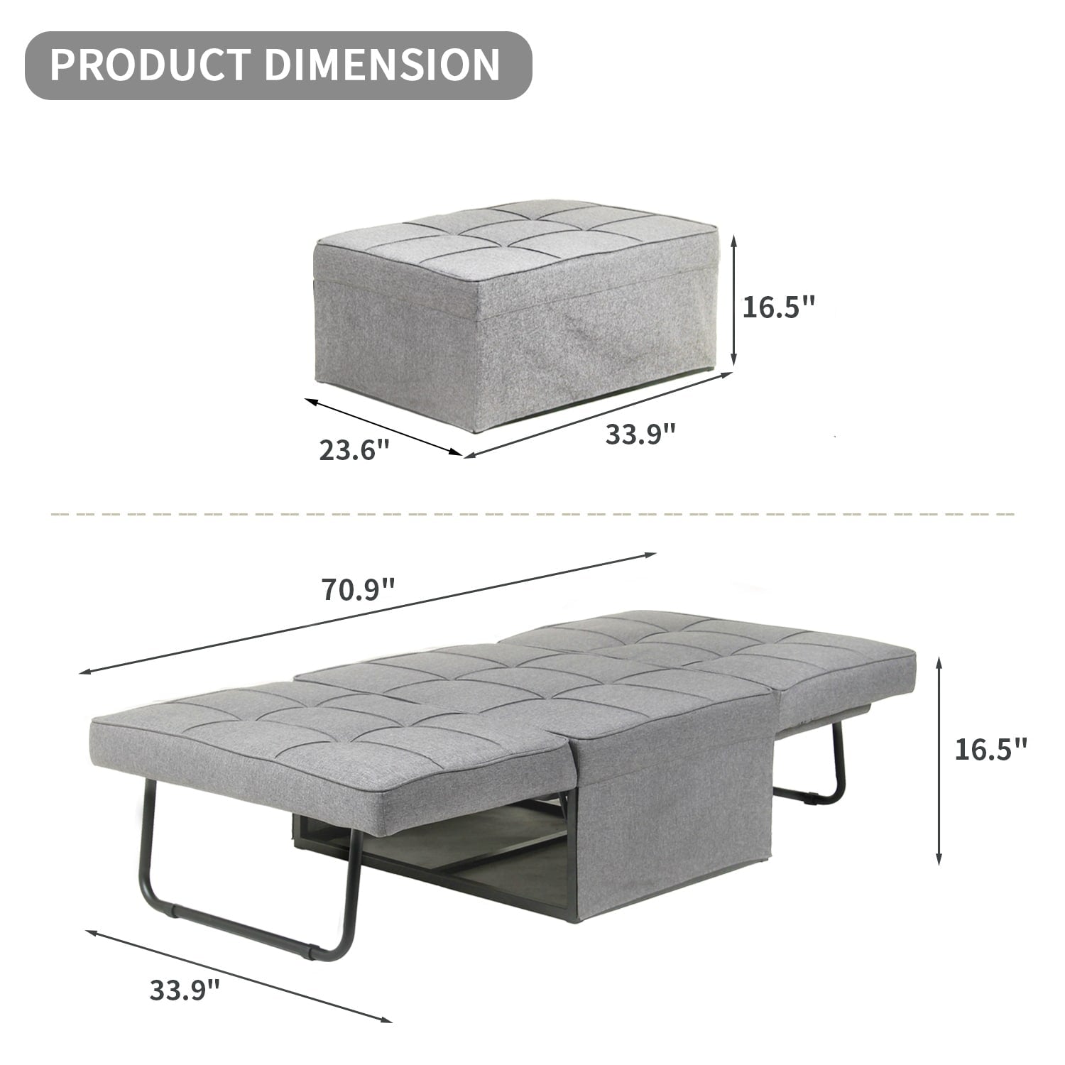 Convertible Sofa Bed Sleeper Sofa Chair Couch Folding Ottoman Recliner Chairs for Living Room