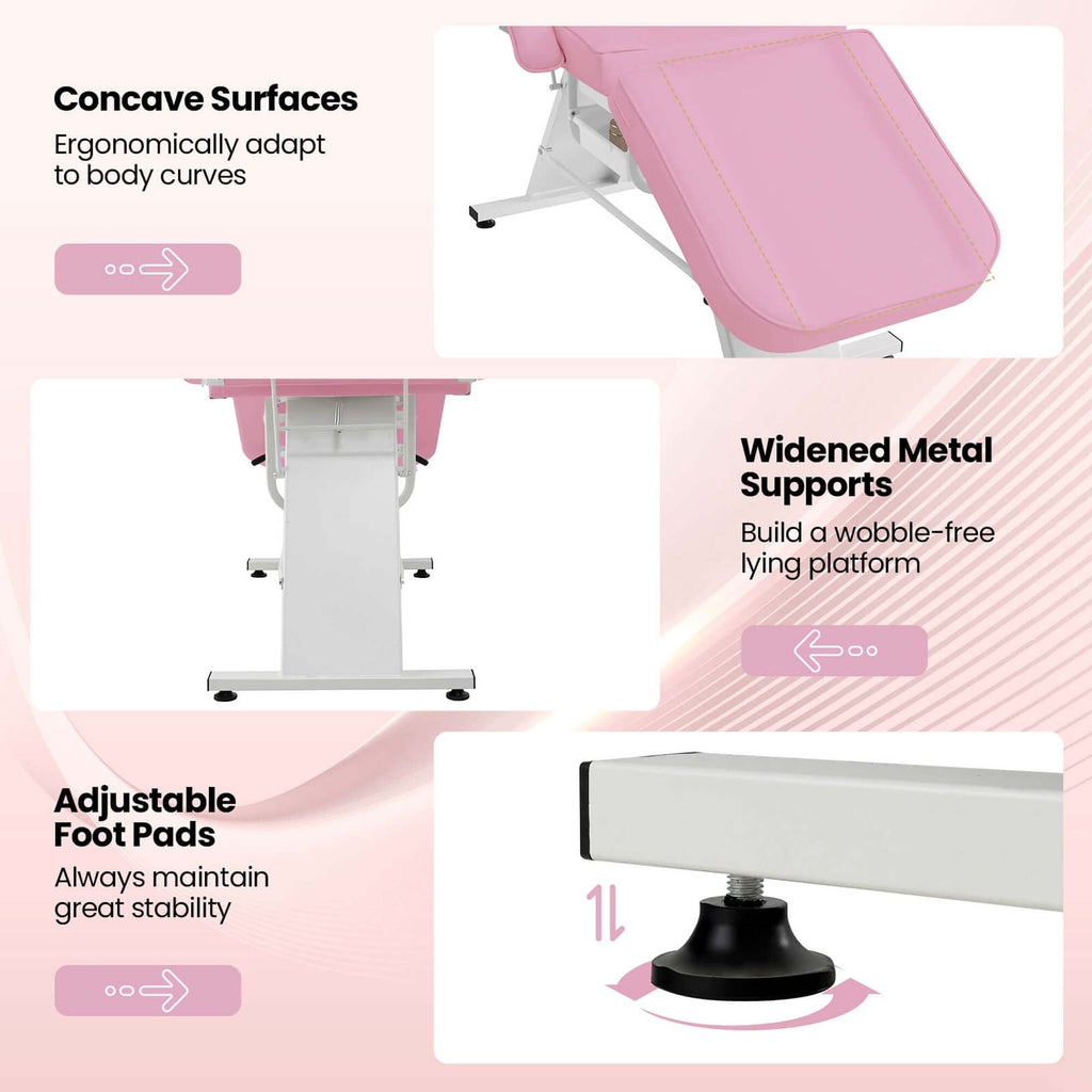 Costway 72 Massage Bed with Hydraulic Stool Adjustable Backrest &