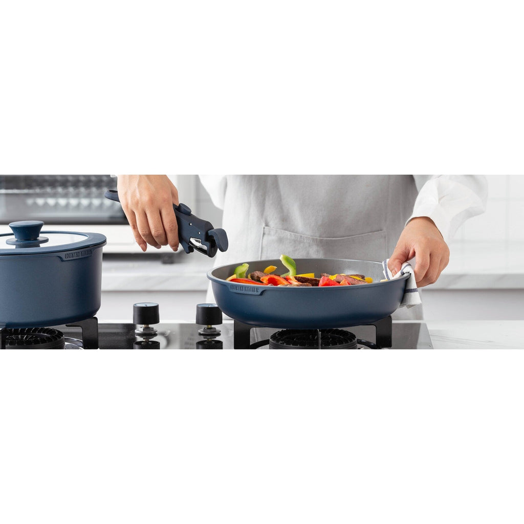 Country Kitchen 16 Piece RV Cookware Set Ceramic with Removable Handle Oven Safe