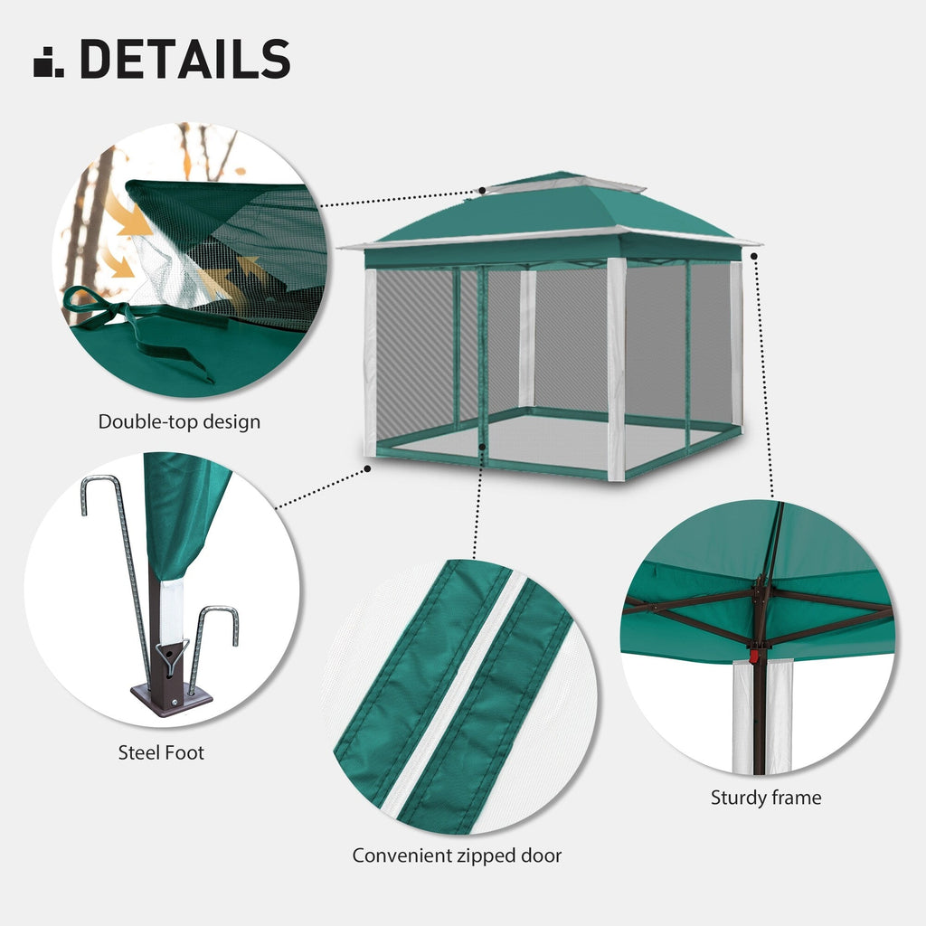 Cozywor 11 ft. x 11 ft. Pop-Up Steel Gazebo with Mosquito Netting