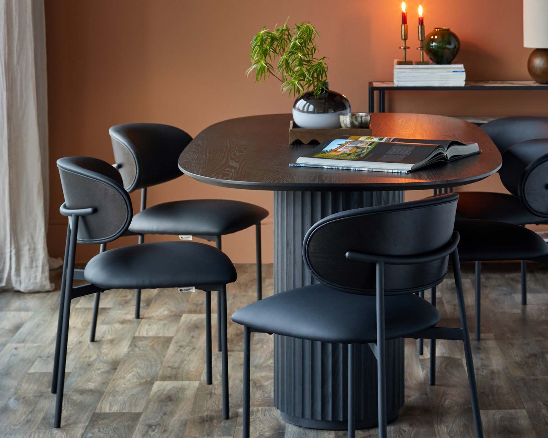 Cree black faux leather dining chair