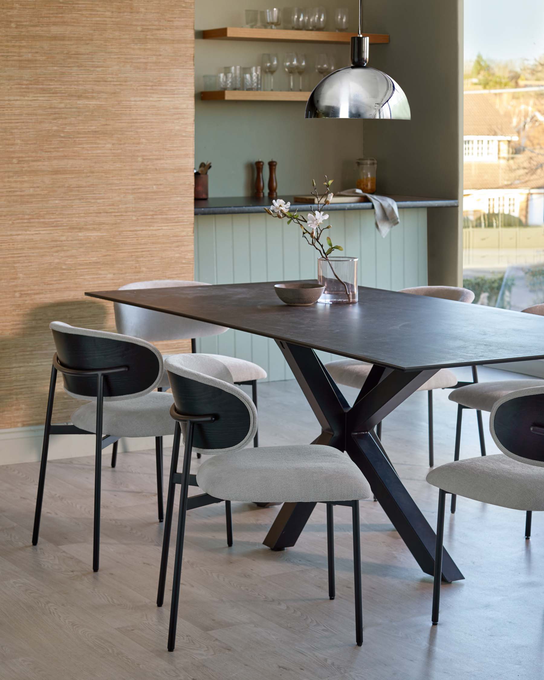 Riley 8 seater table and 8 Cree dining chairs set