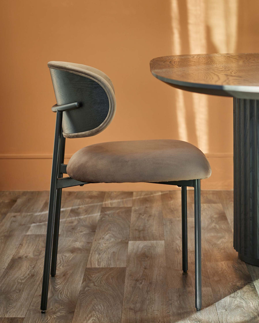 Cree mocha velvet dining chair