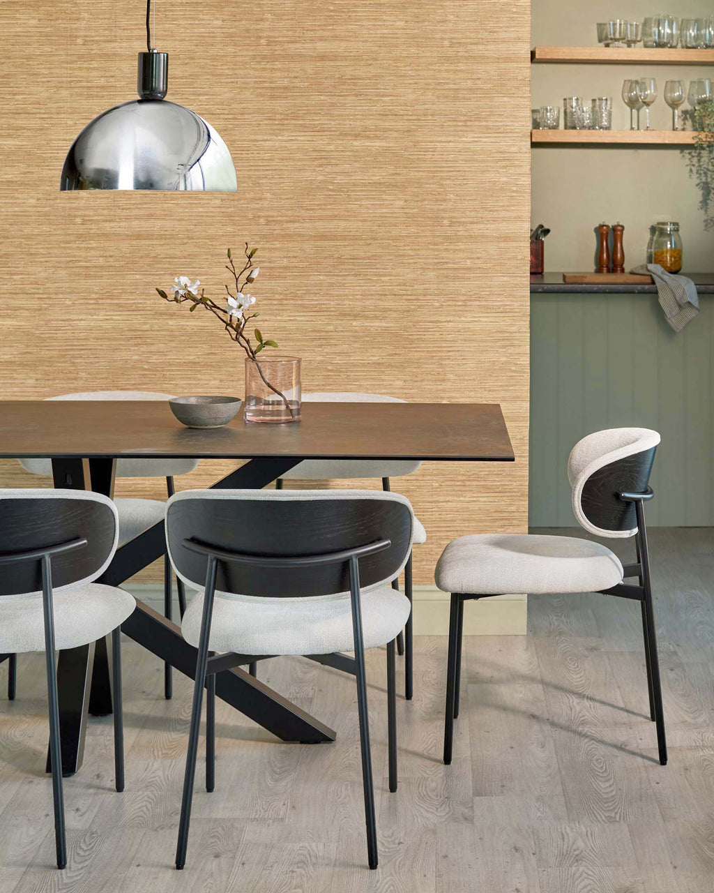 Cree cream chenille dining chair